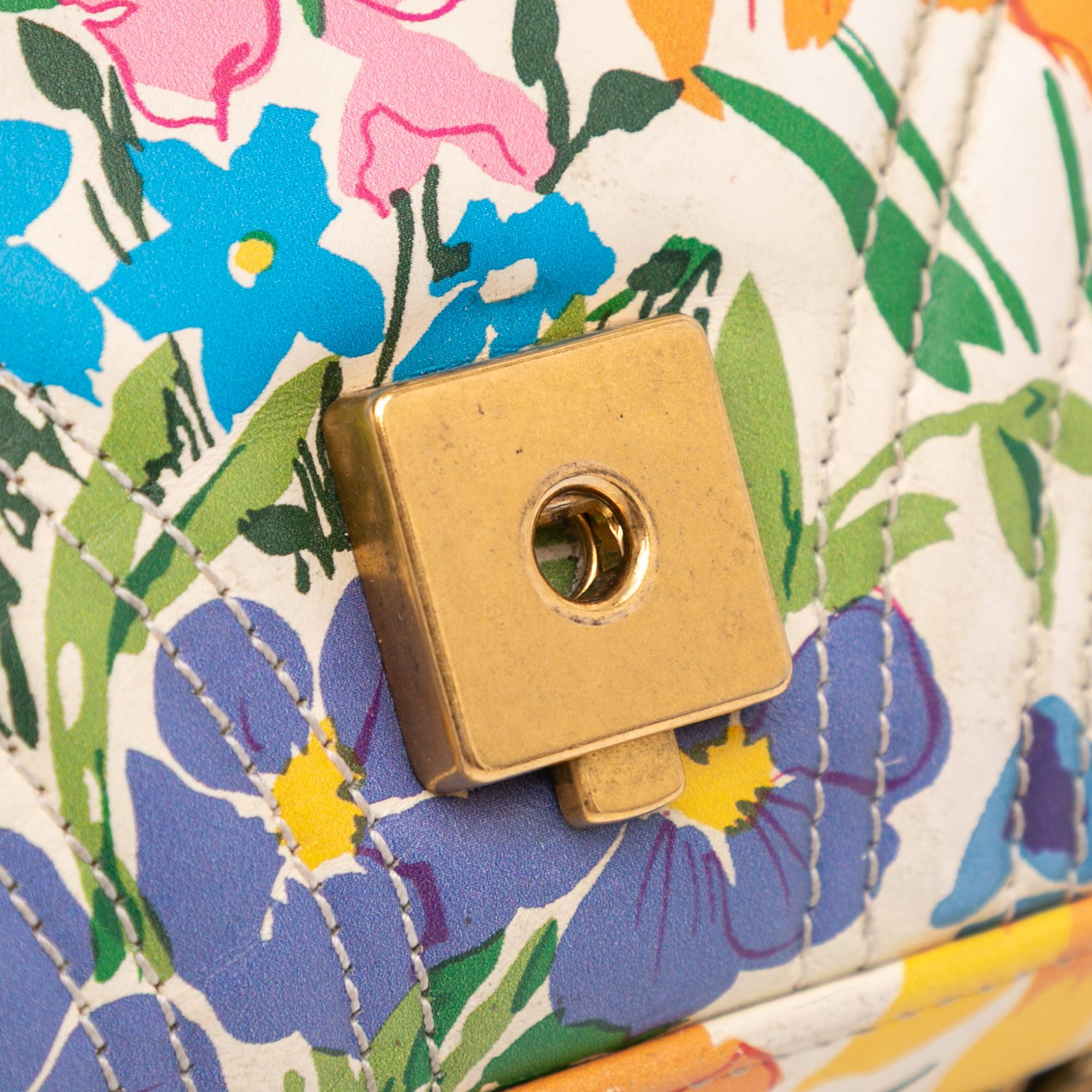 Gucci Ken Scott Mini GG Marmont Floral Printed Matelasse Leather Flap Crossbody