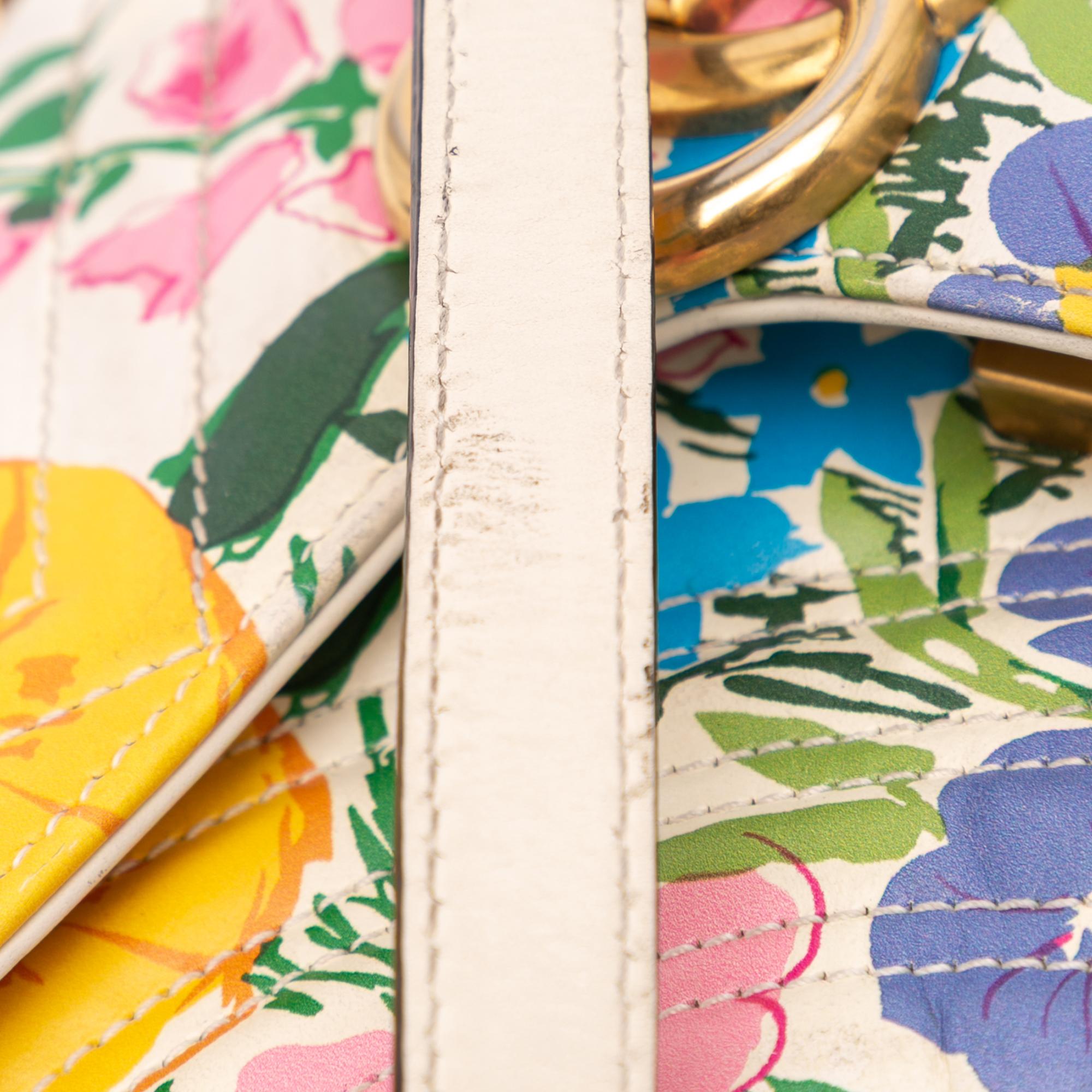 Gucci Ken Scott Mini GG Marmont Floral Printed Matelasse Leather Flap Crossbody