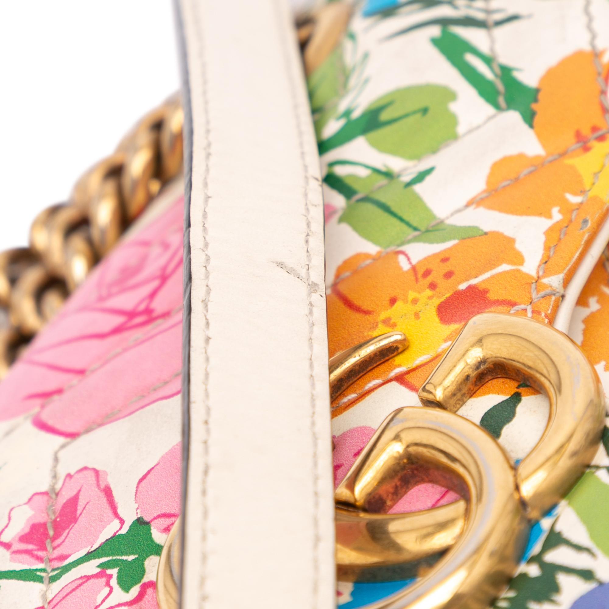 Gucci Ken Scott Mini GG Marmont Floral Printed Matelasse Leather Flap Crossbody