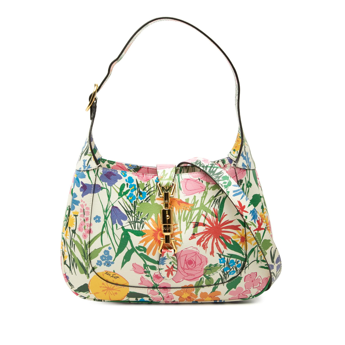 Gucci Ken Scott Small Calfskin Floral Print Jackie 1961 Crossbody