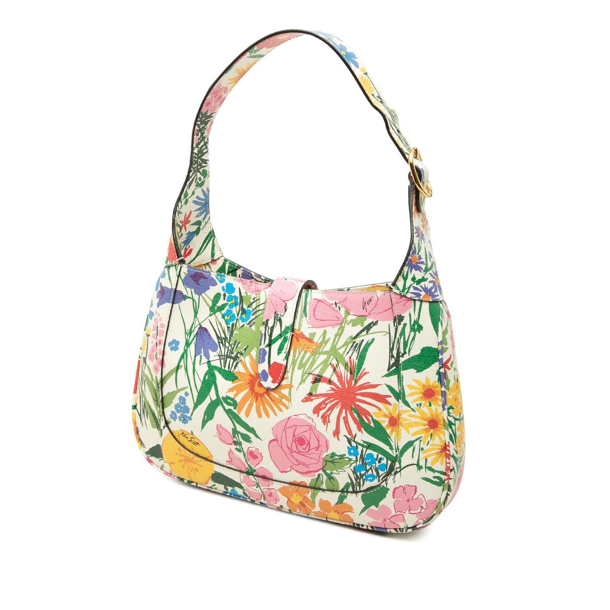Gucci Ken Scott Small Calfskin Floral Print Jackie 1961 Crossbody