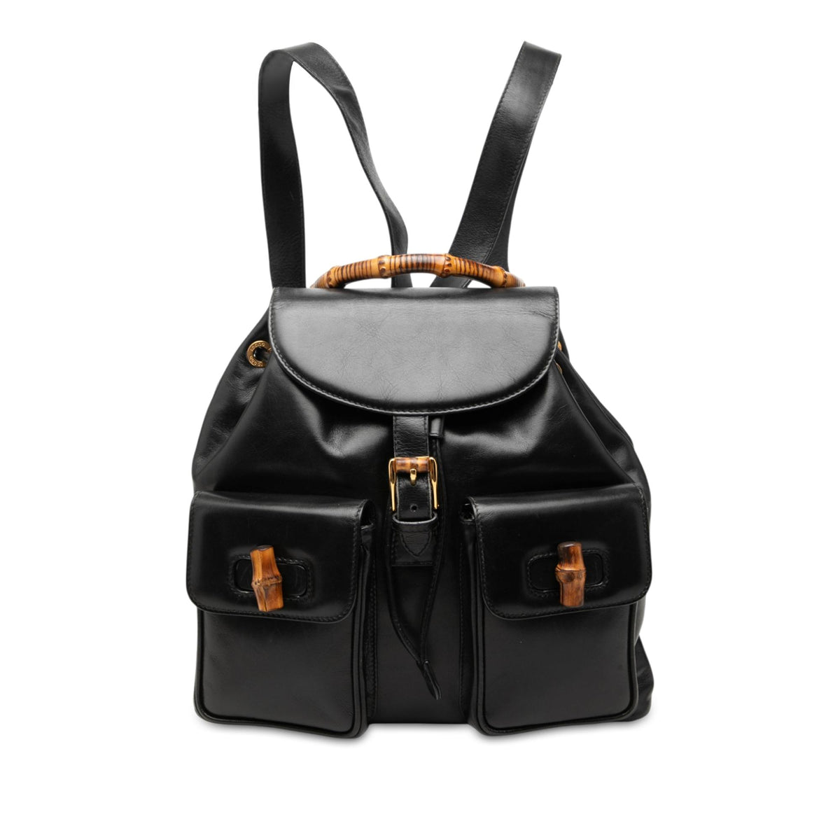 Gucci Large Calfskin Bamboo Drawstring Backpack