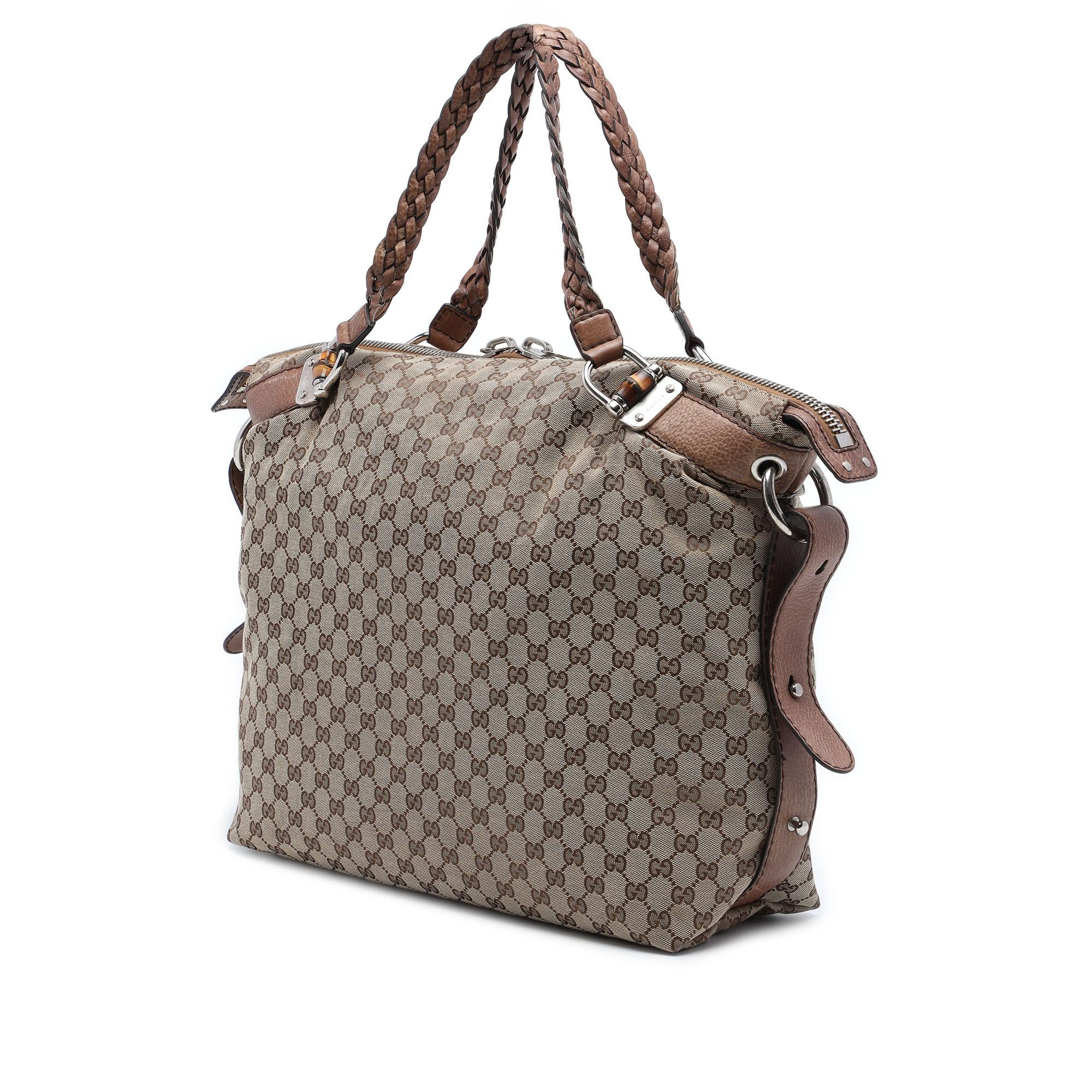 Gucci Large GG Canvas Bamboo Bar Tote