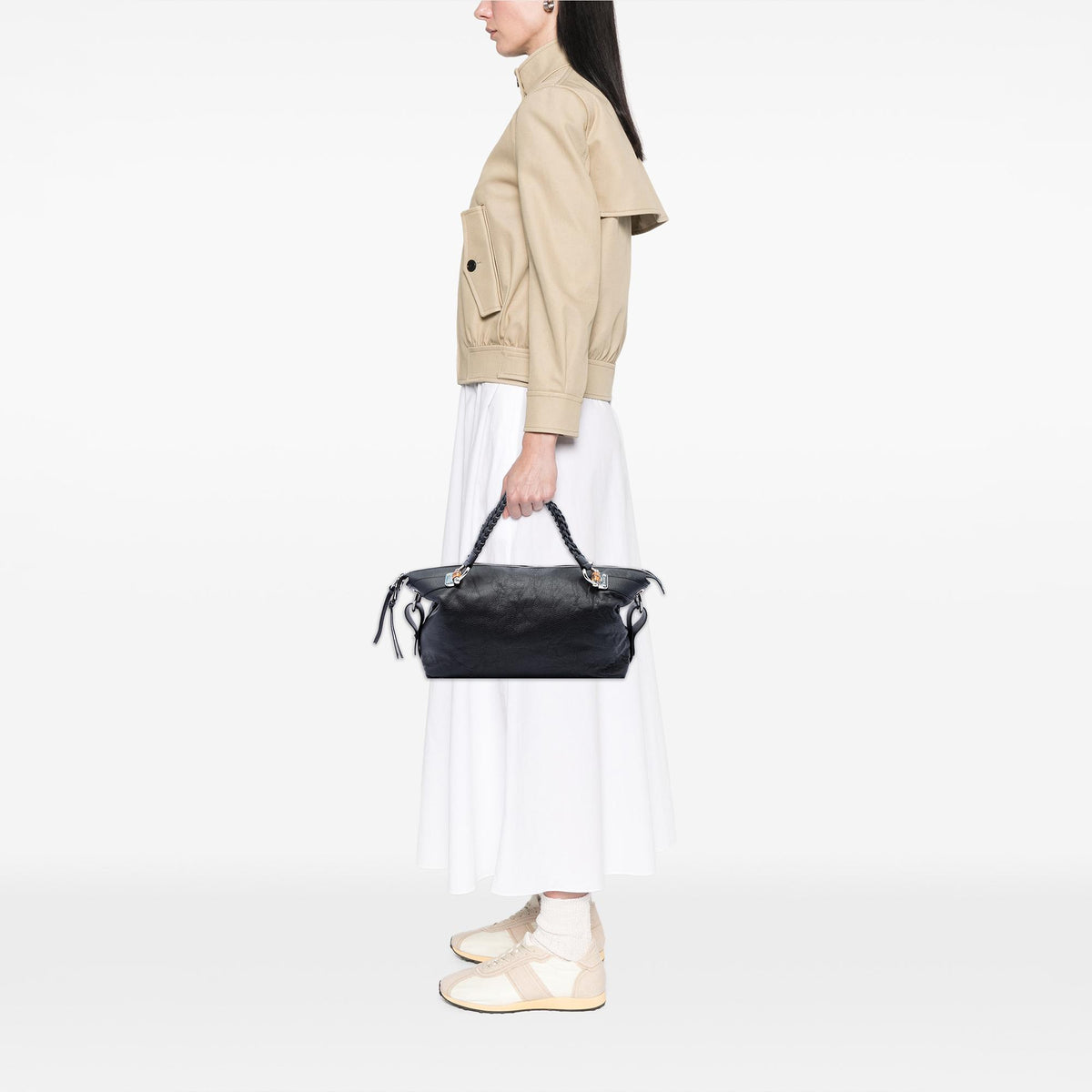 Gucci Large Pebbled Calfskin Bamboo Bar Tote
