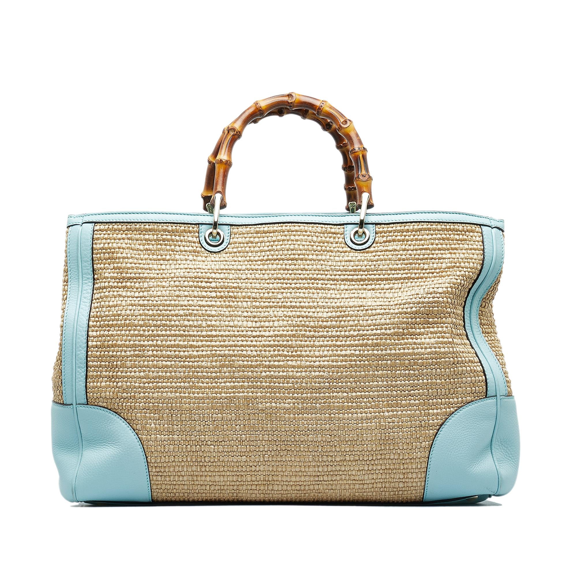Gucci Large Raffia Bamboo Shopper (SHG-wkXCkH)