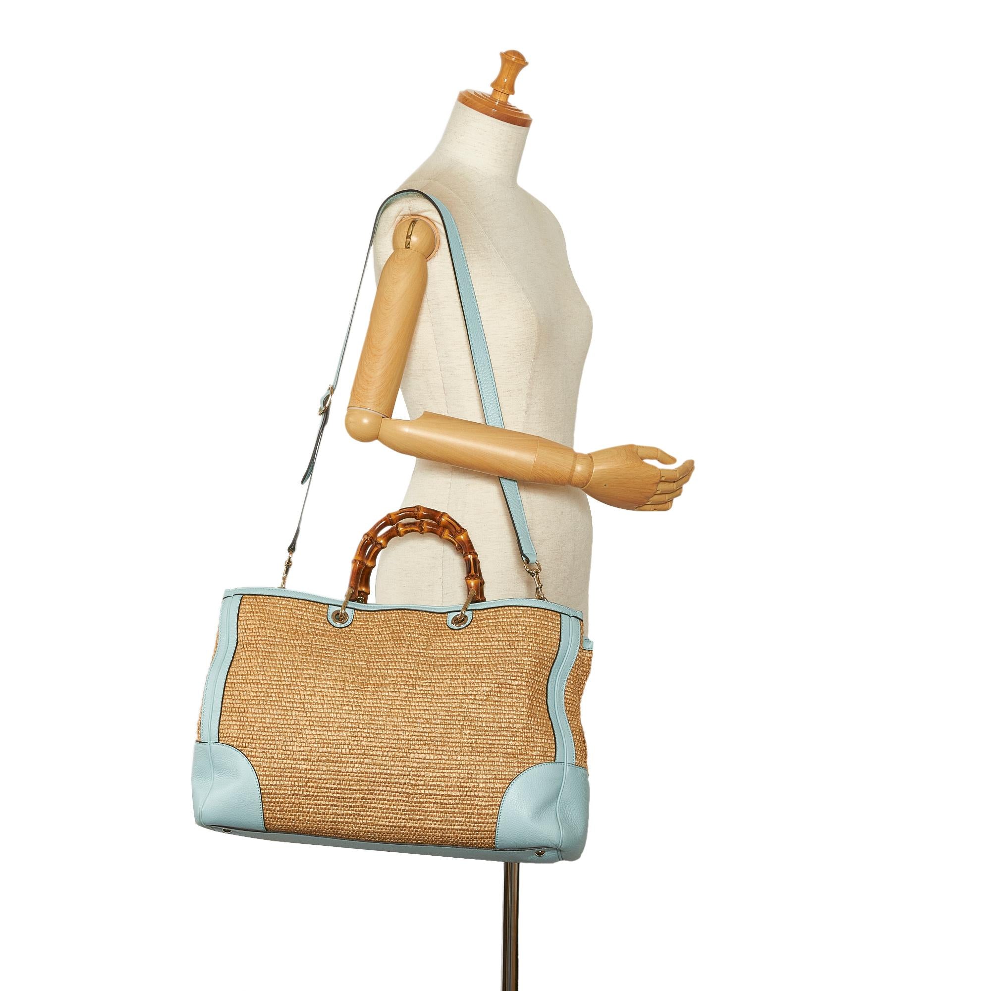 Gucci Large Raffia Bamboo Shopper (SHG-wkXCkH)