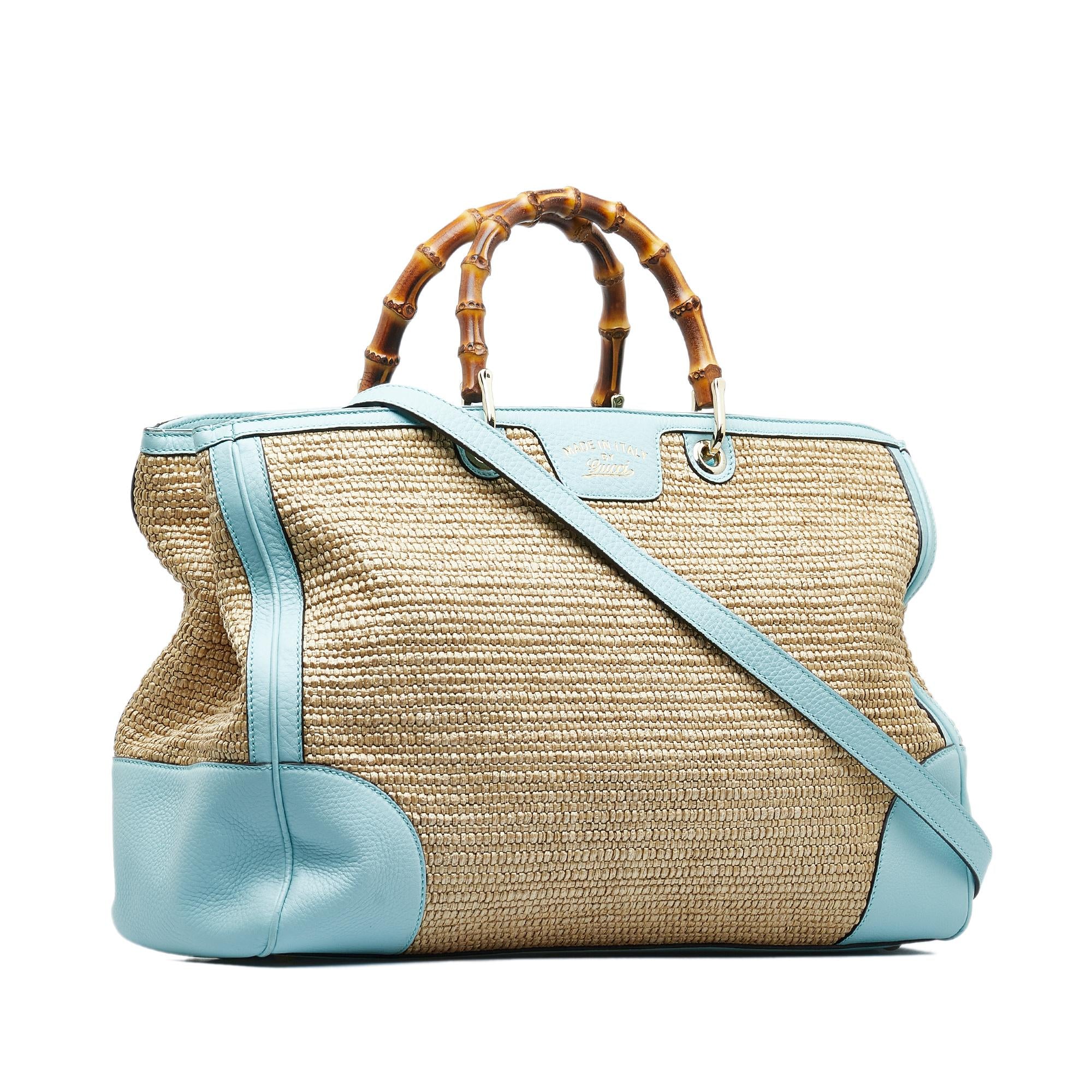 Gucci Large Raffia Bamboo Shopper (SHG-wkXCkH)