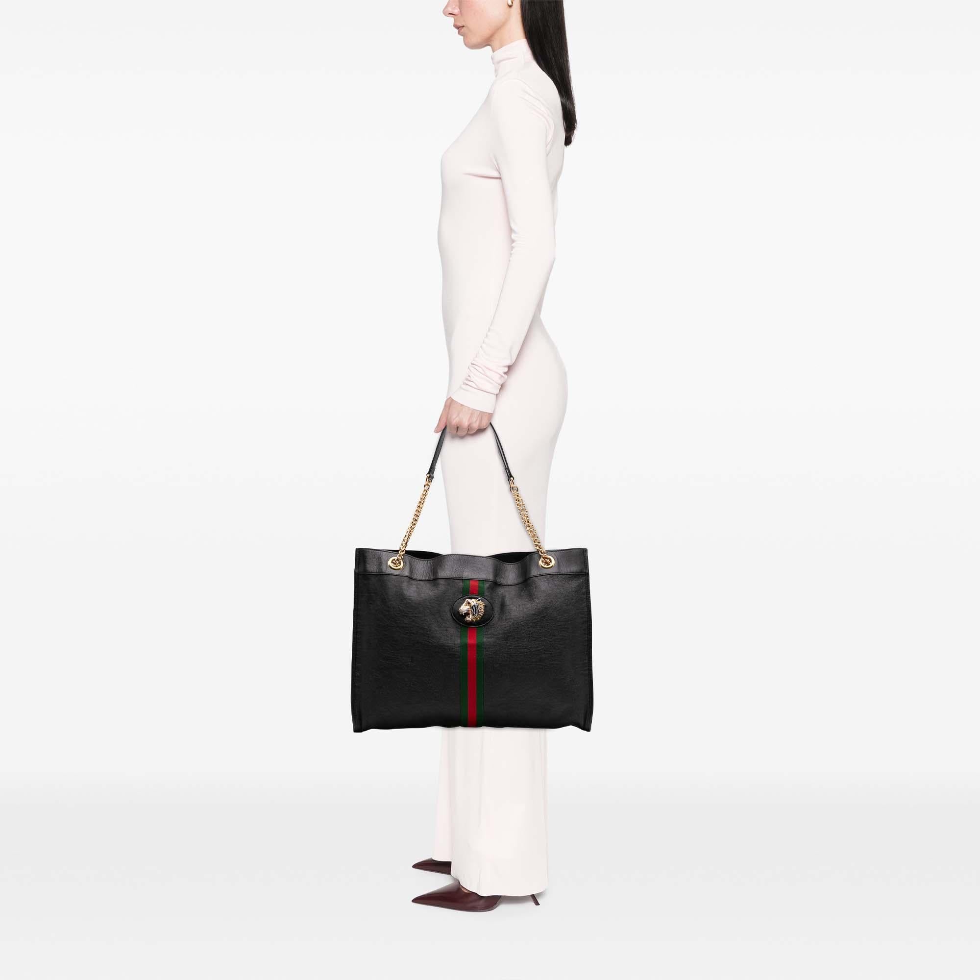Gucci Large Web Leather Rajah Tote