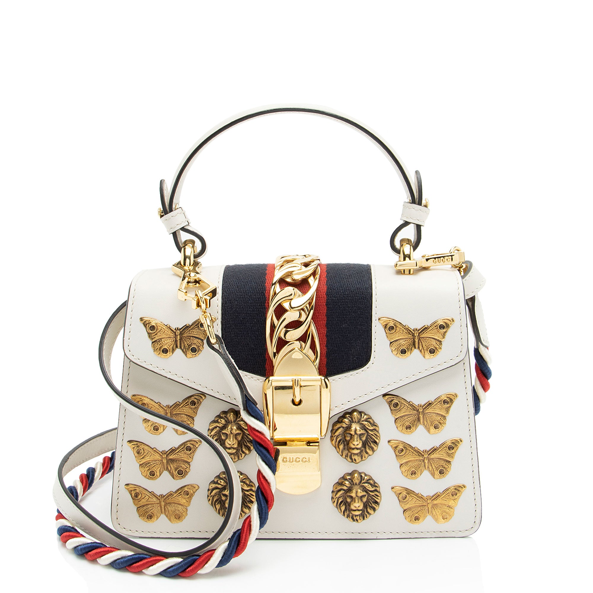 Gucci Leather Animal Studs Sylvie Mini Satchel