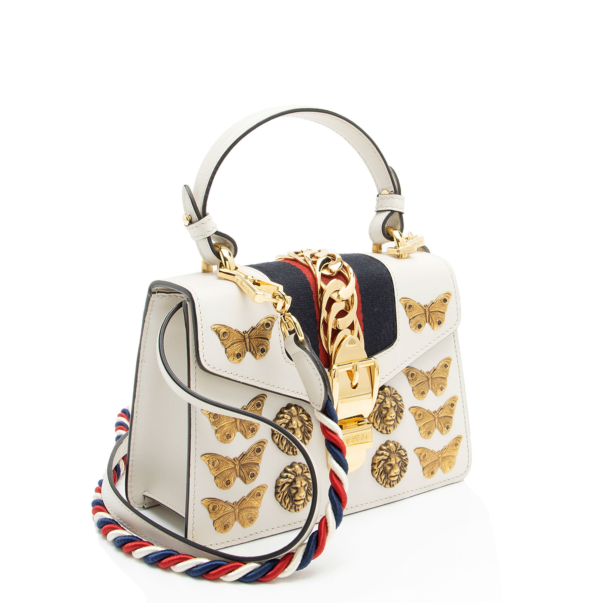 Gucci Leather Animal Studs Sylvie Mini Satchel