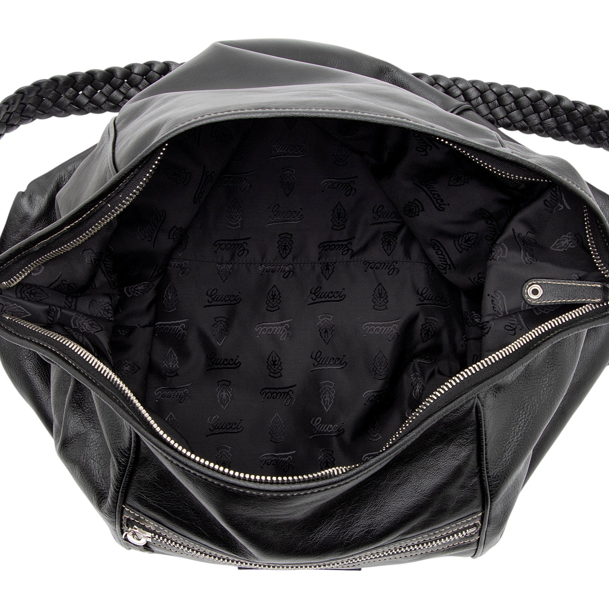 Gucci Leather Braided Large Shoulder Bag