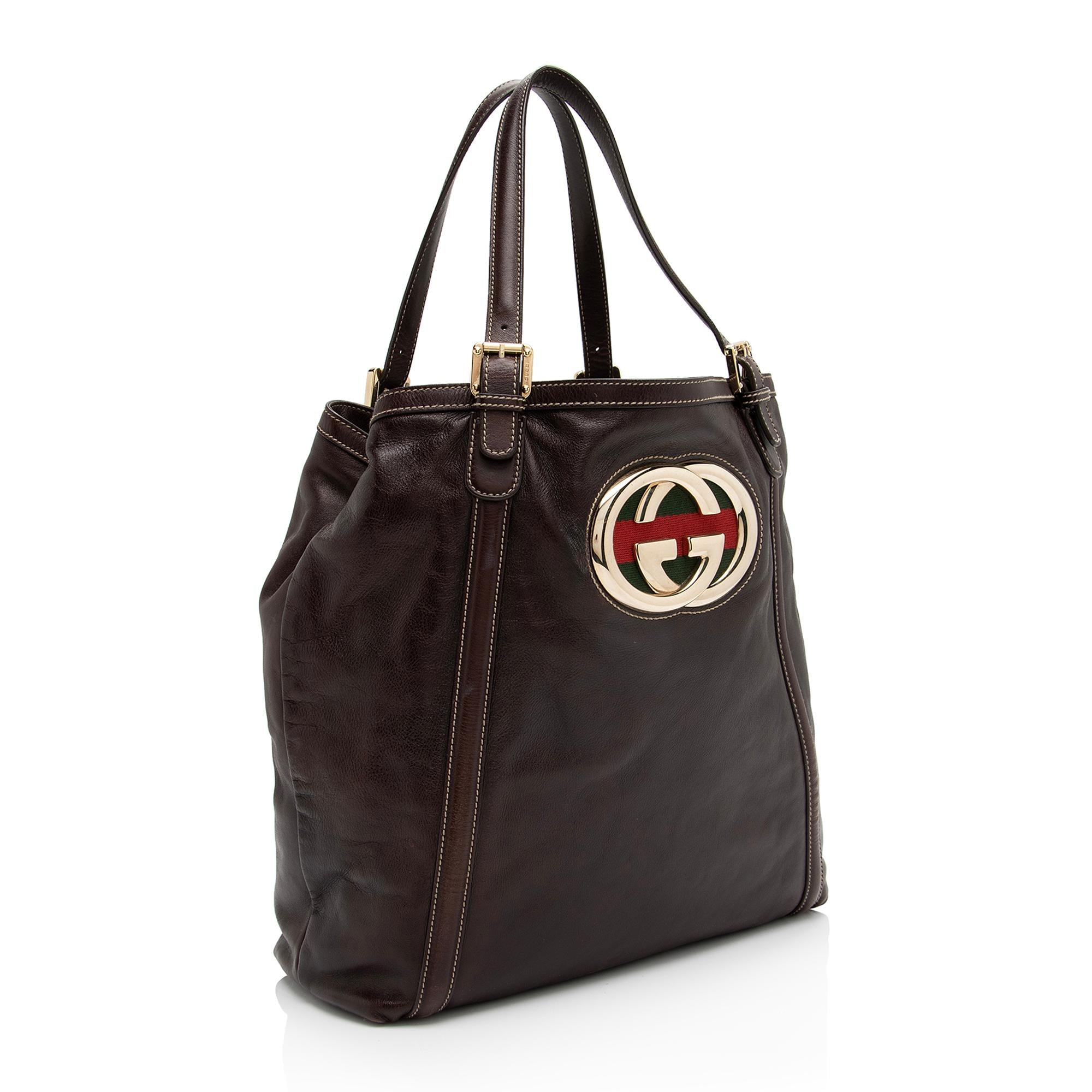 Gucci Leather Britt Large Tote (SHF-23095)