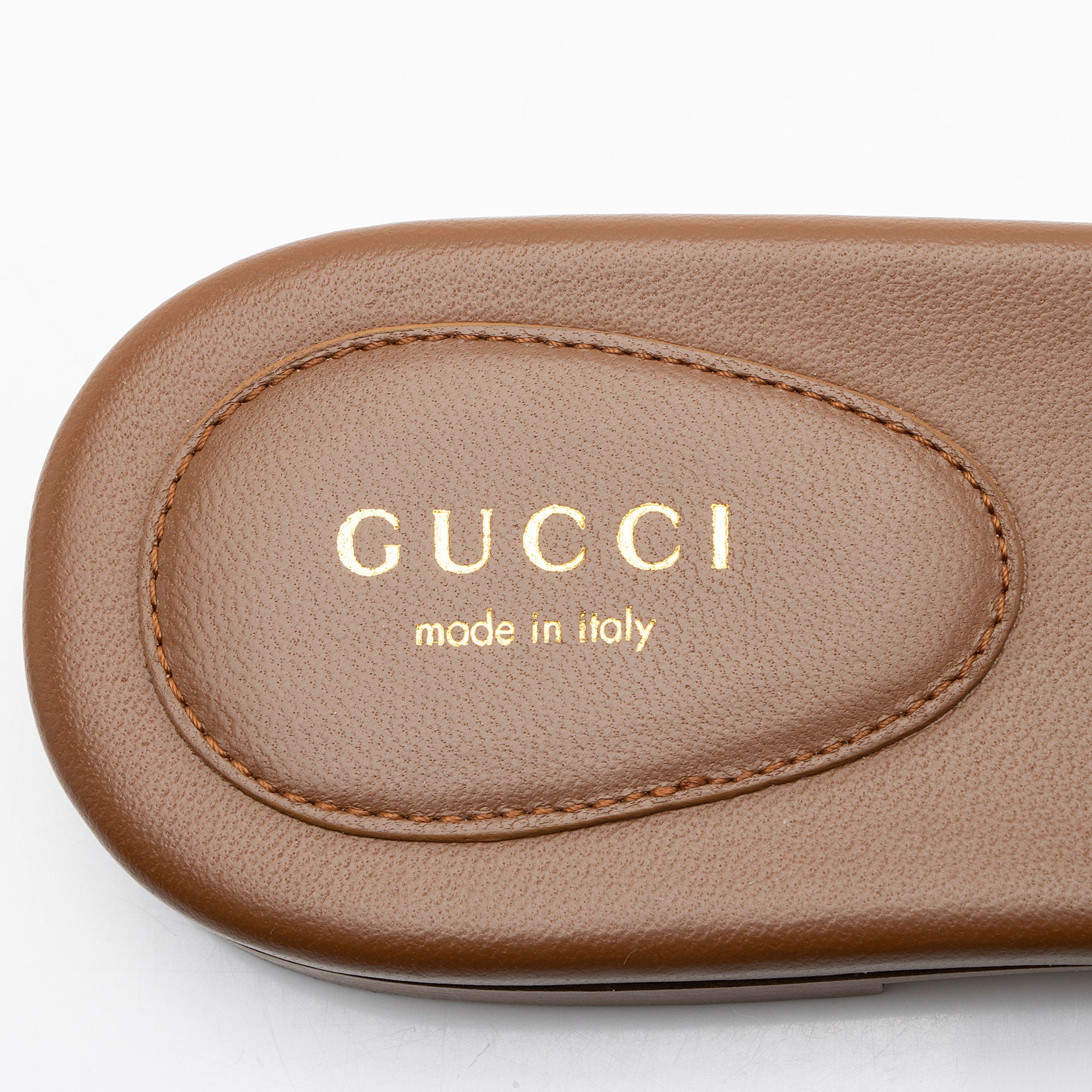 Gucci Leather Canvas Interlocking G Slides - Size 9 / 39
