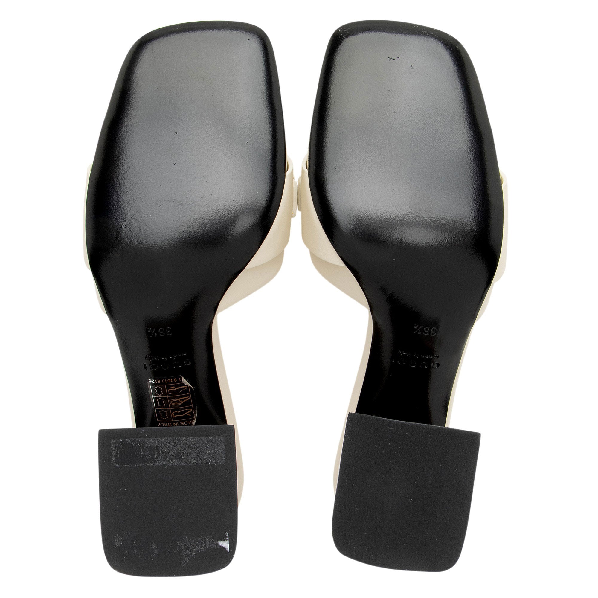 Gucci Leather Chain Logo Signoria Slide Sandals - Size 6.5 / 36.5