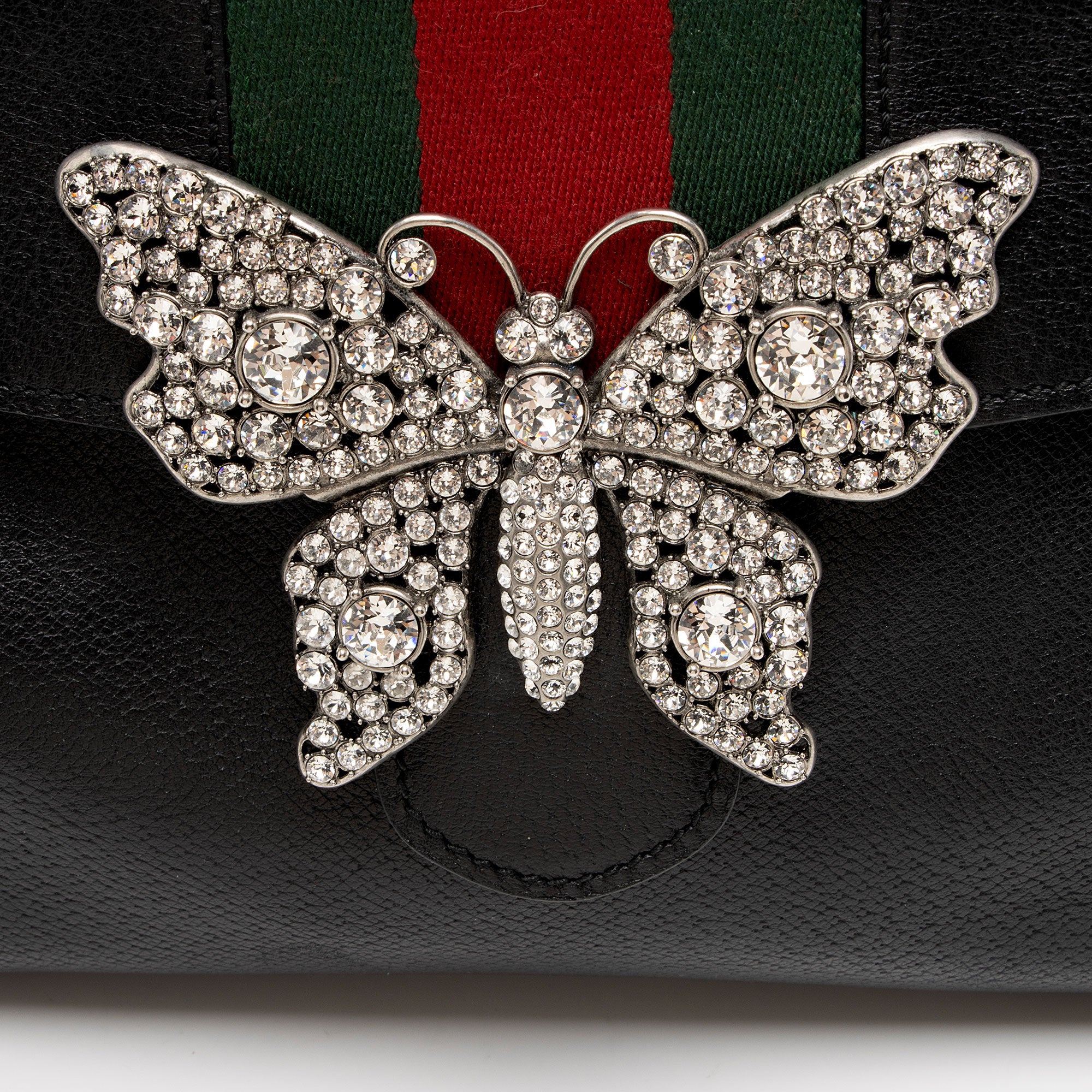 Gucci Leather Crystal Butterfly Linea Totem Top Handle