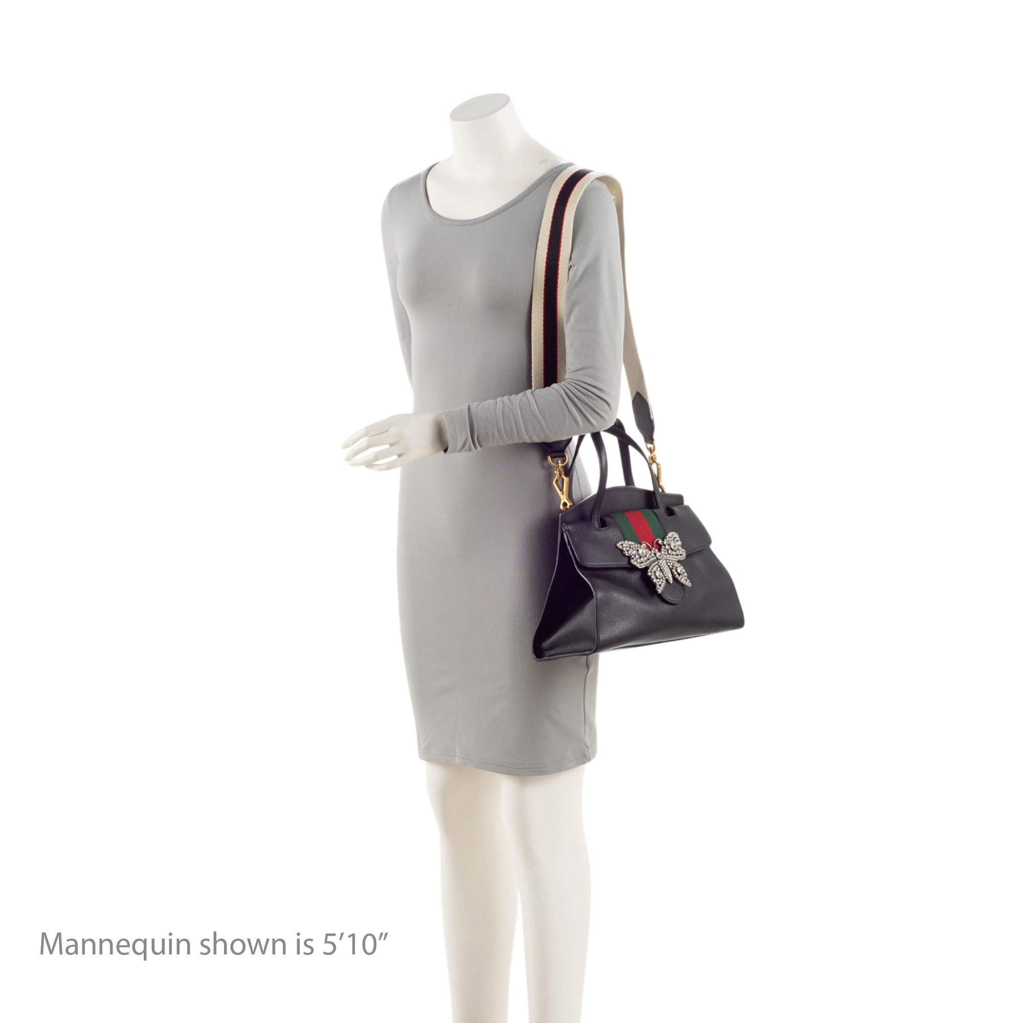 Gucci Leather Crystal Butterfly Linea Totem Top Handle