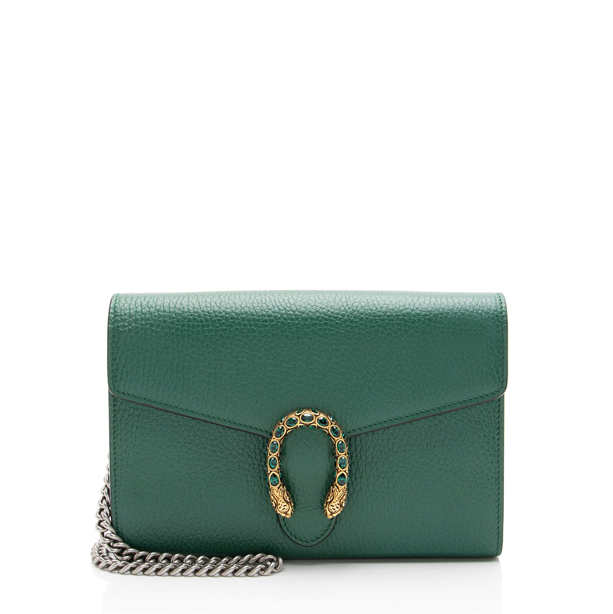 Gucci Leather Crystal Dionysus Chain Wallet