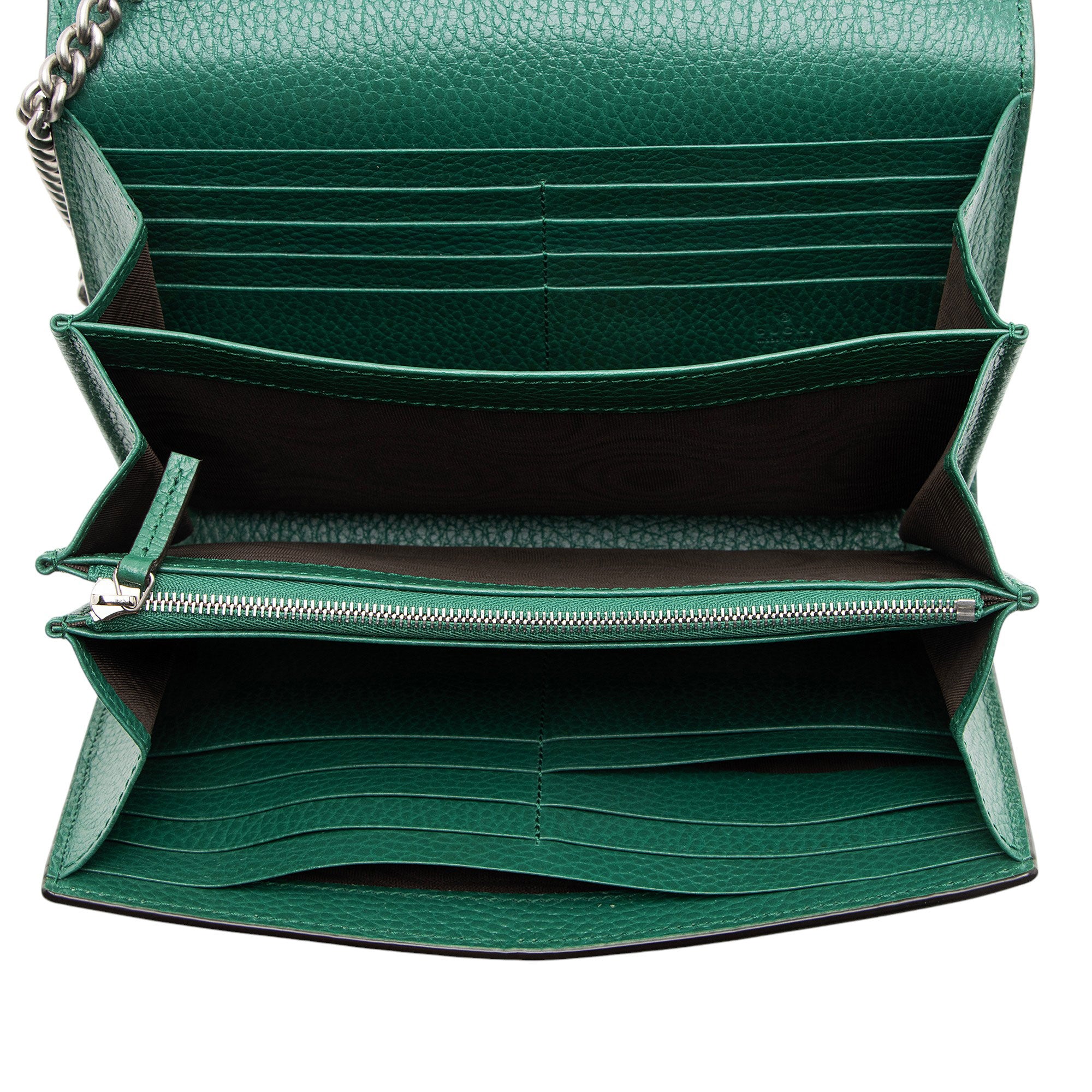 Gucci Leather Crystal Dionysus Chain Wallet