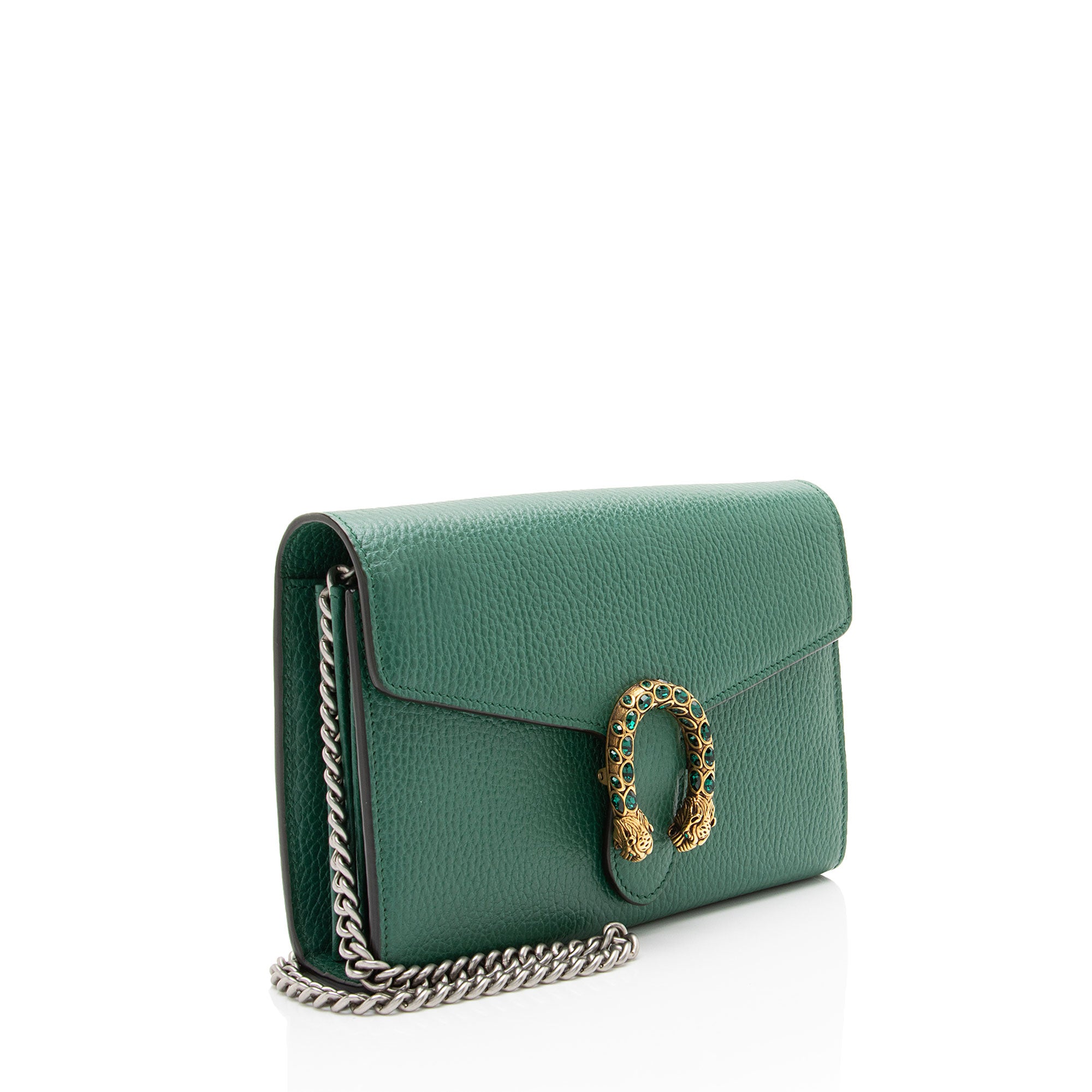 Gucci Leather Crystal Dionysus Chain Wallet