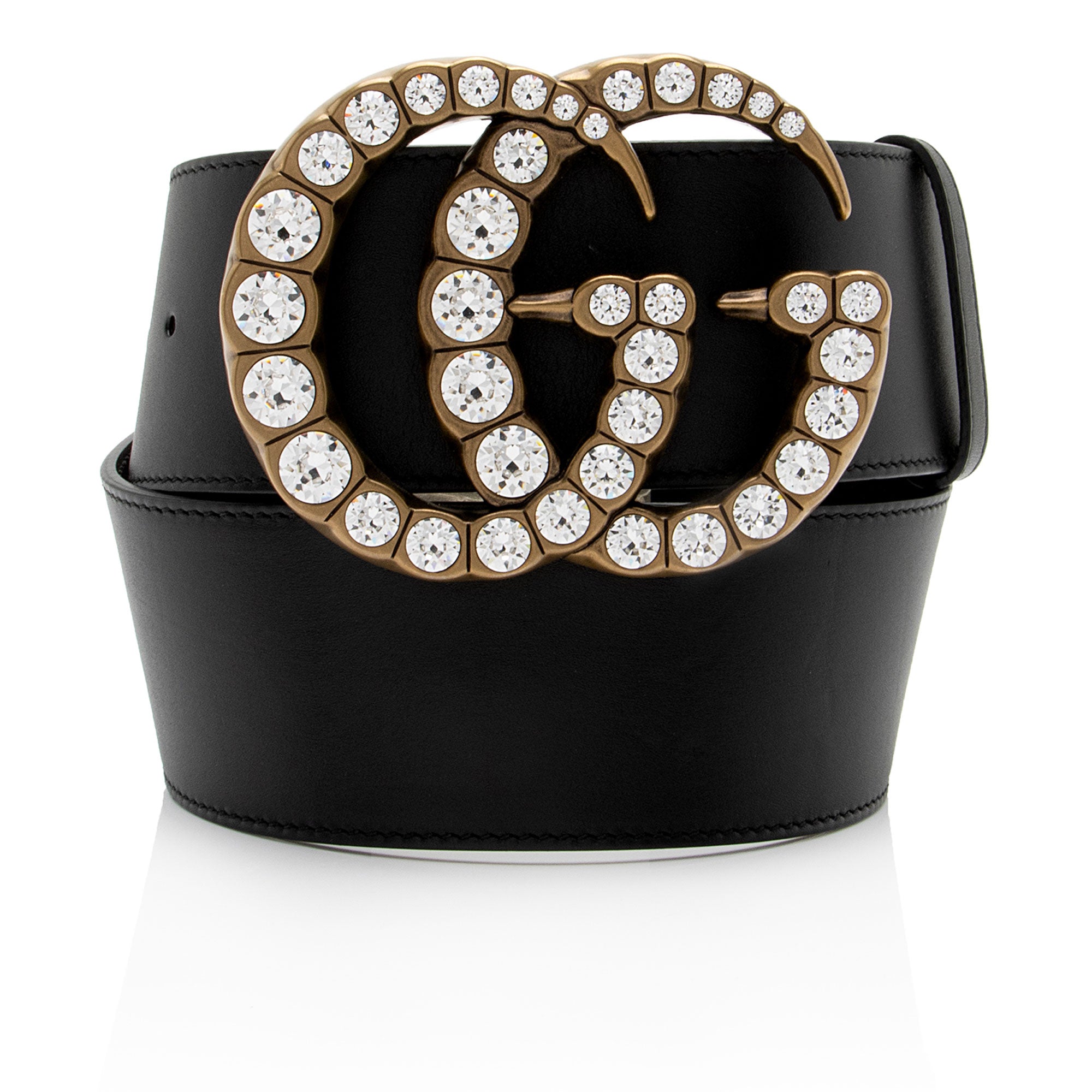 Gucci Leather Crystal GG Belt - Size 30 / 75 (SHF-HP1Dlg)