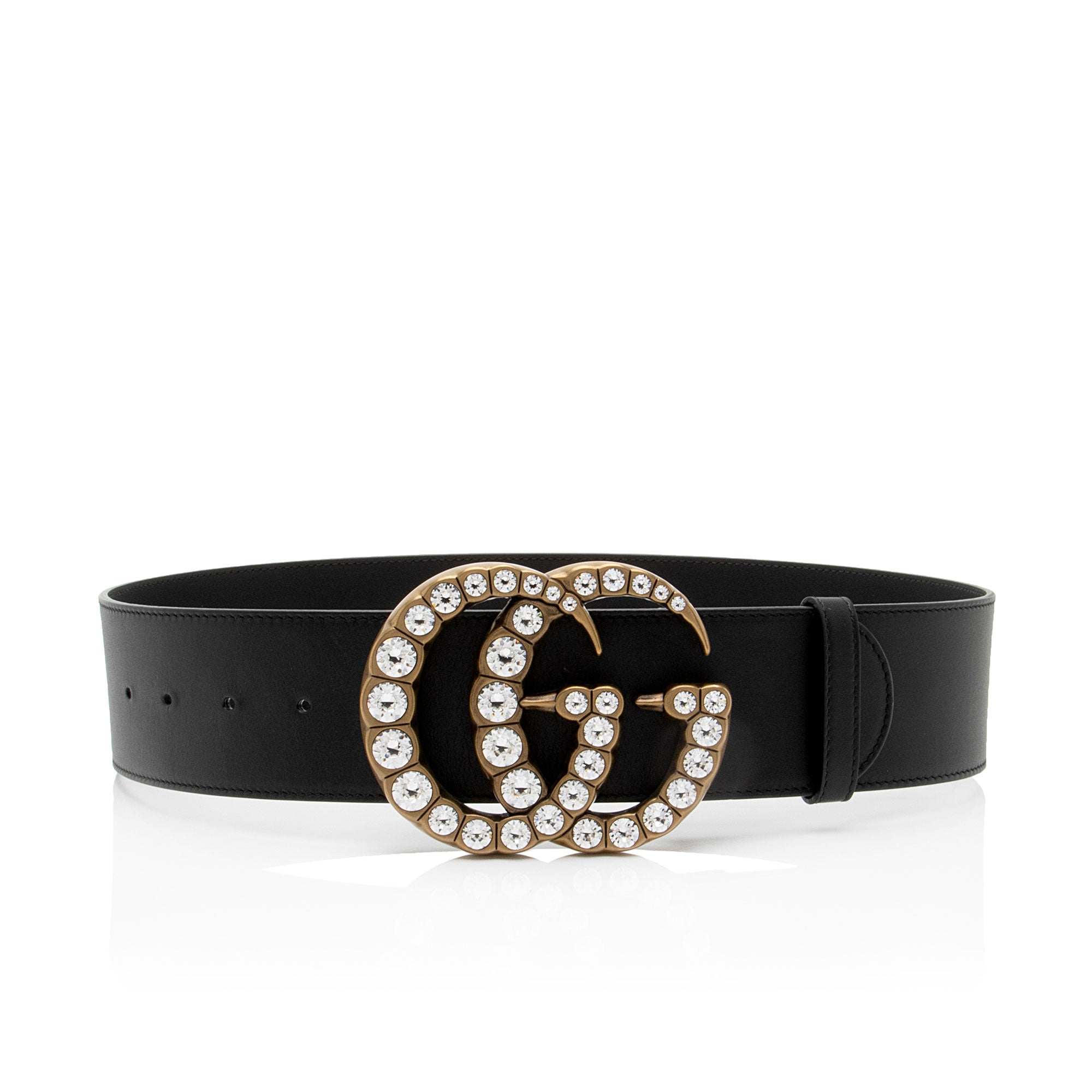 Gucci Leather Crystal GG Belt - Size 30 / 75 (SHF-HP1Dlg)