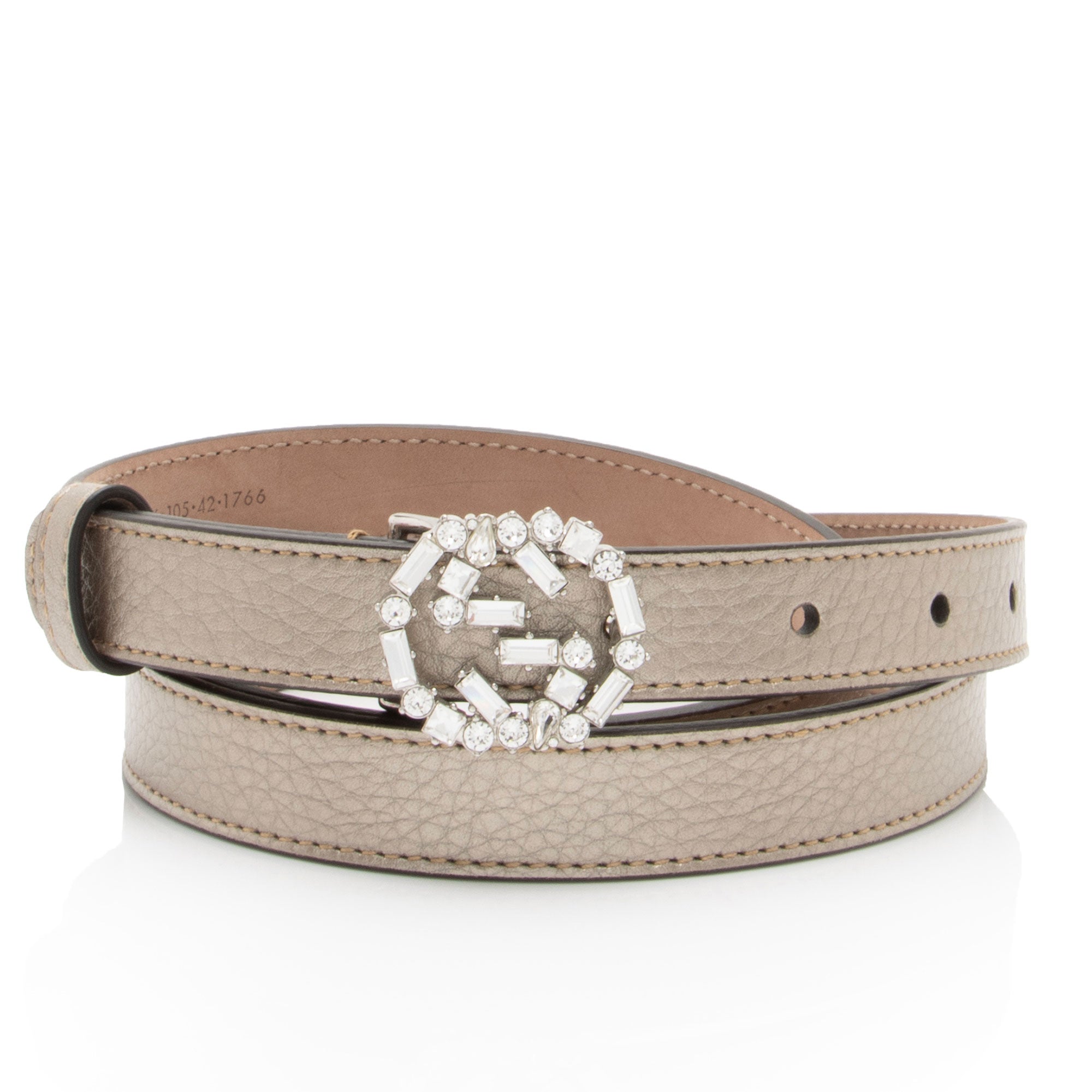 Gucci Leather Crystal GG Interlocking Belt - Size 42 / 105 (SHF-6wphpi)