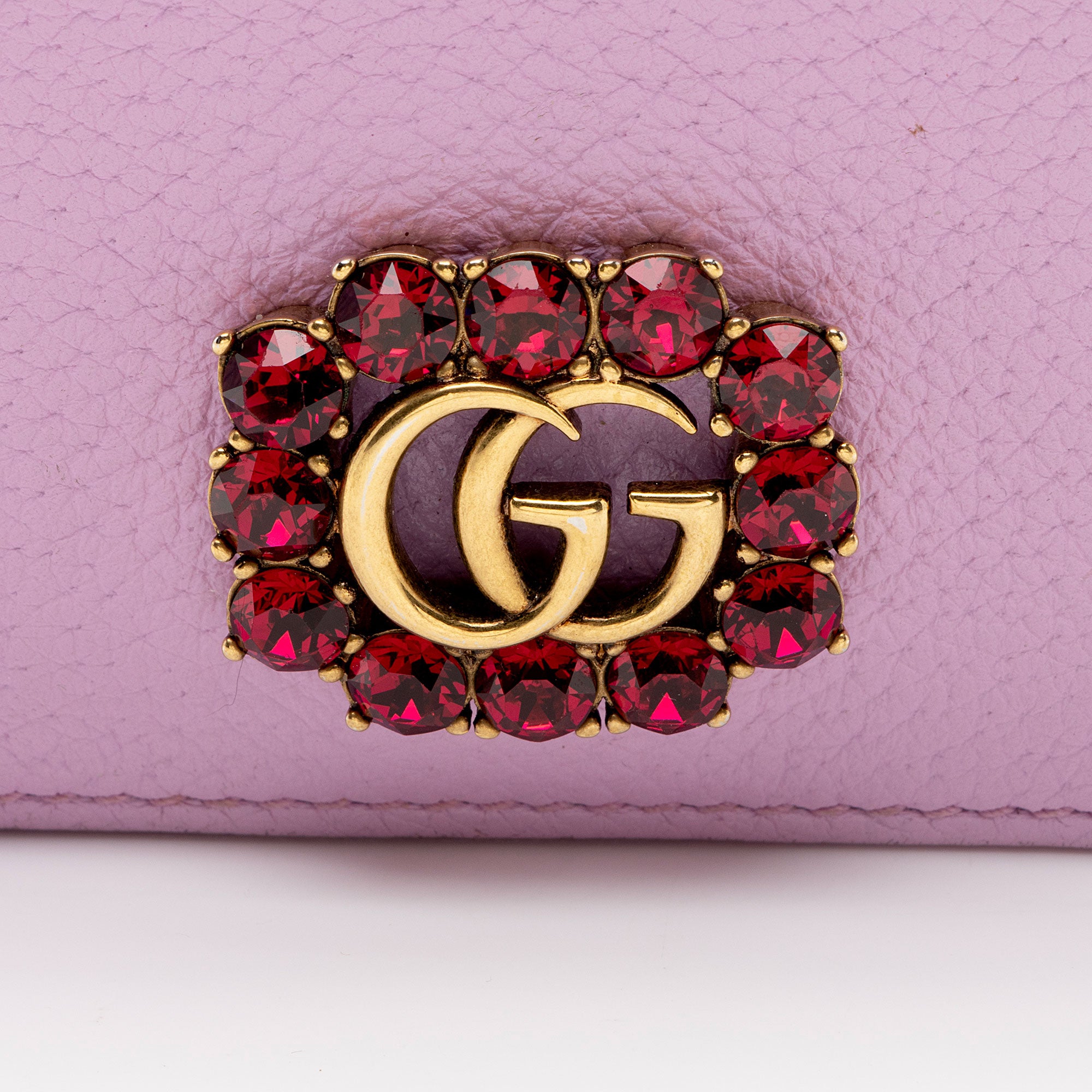 Gucci Leather Crystal GG Marmont Card Case Wallet (SHF-OYPMCI)