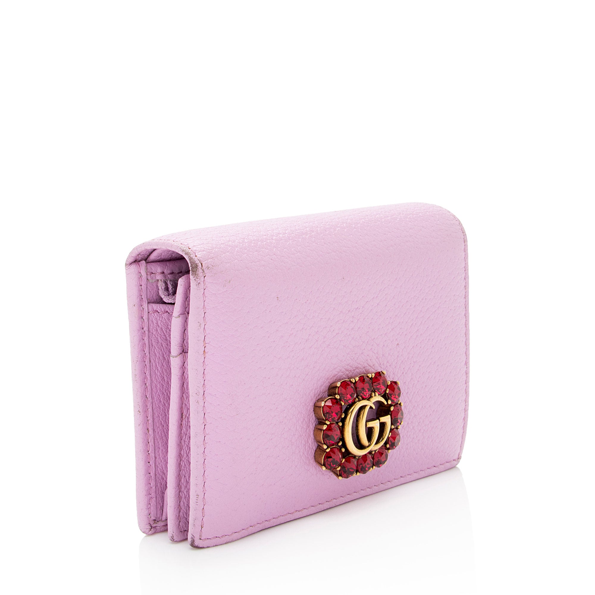 Gucci Leather Crystal GG Marmont Card Case Wallet (SHF-OYPMCI)