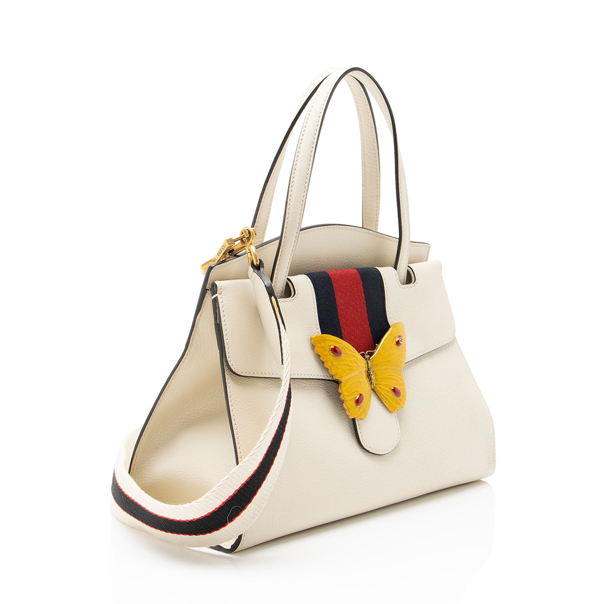 Gucci Leather Enamel Butterfly Linea Totem Top Handle