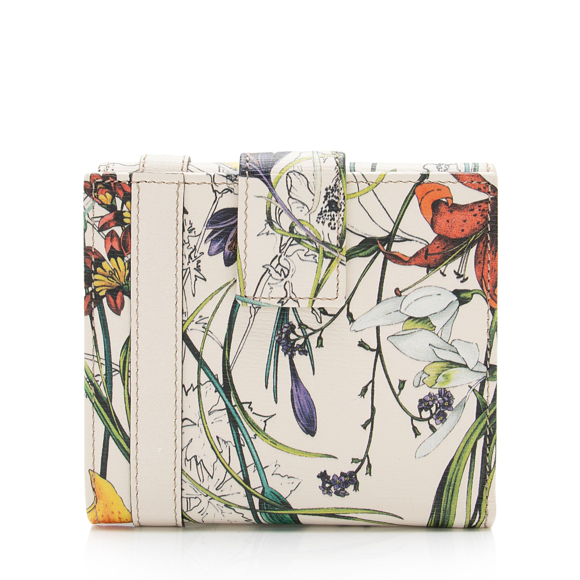 Gucci Leather Flora Nice French Flap Wallet (SHF-pELWjp)