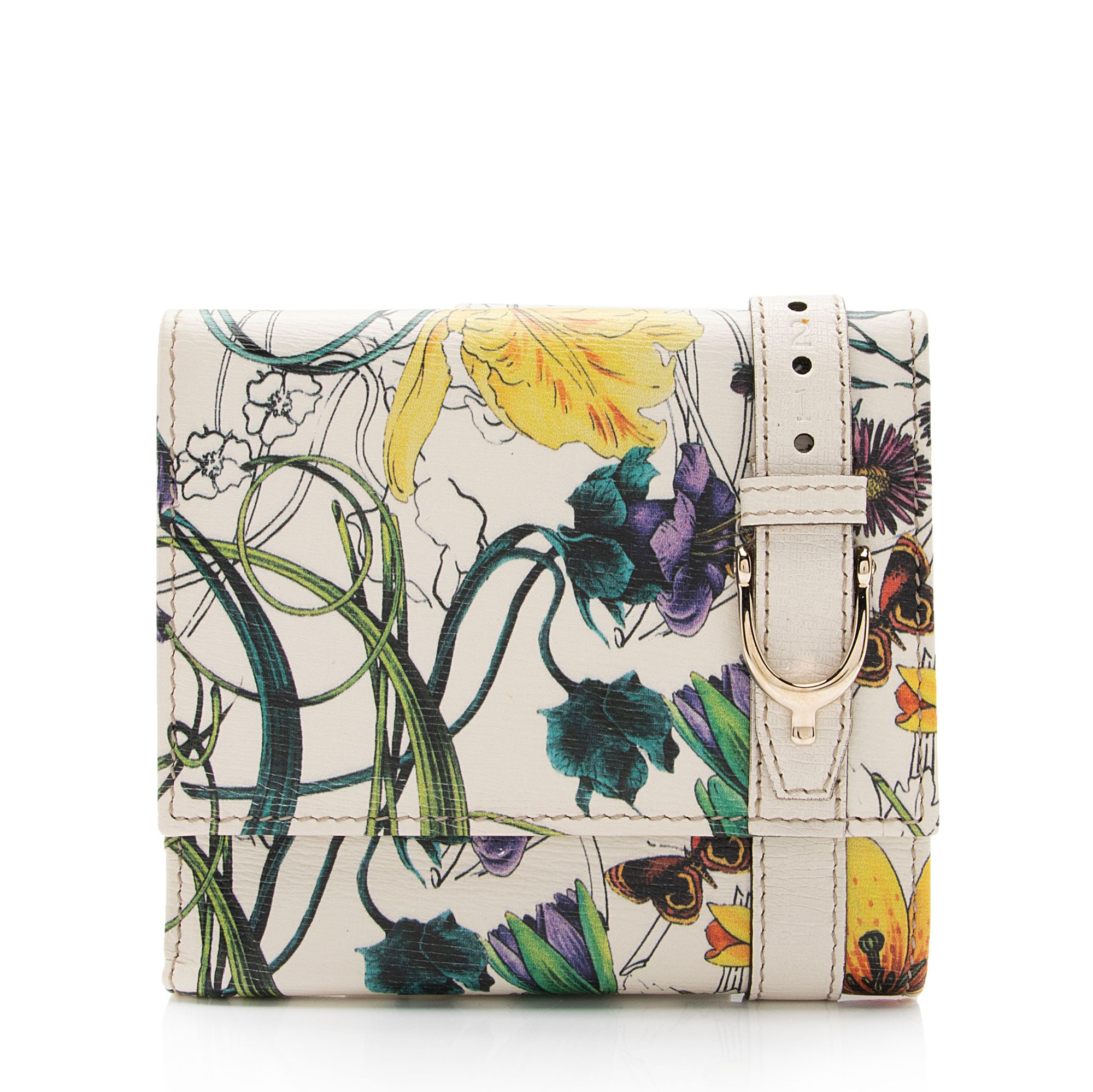 Gucci Leather Flora Nice French Flap Wallet (SHF-pELWjp)