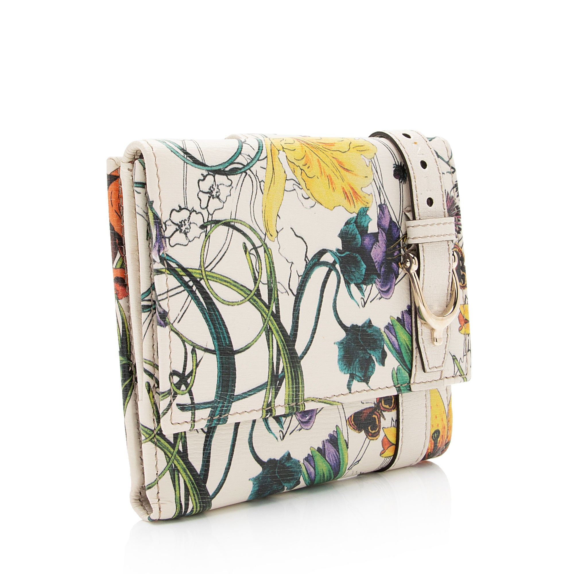 Gucci Leather Flora Nice French Flap Wallet (SHF-pELWjp)