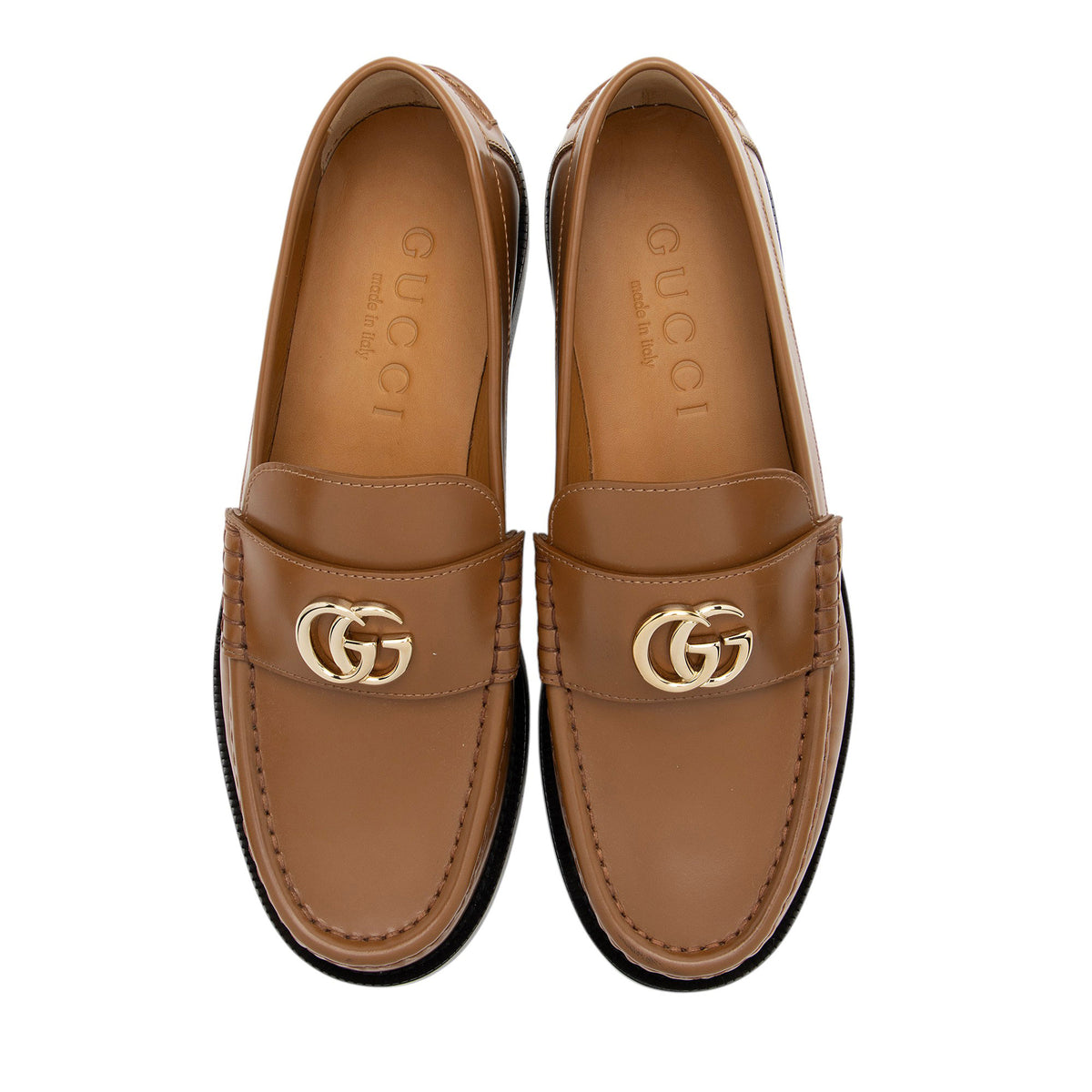 Gucci Leather GG Marmont Loafers - Size 8 / 38