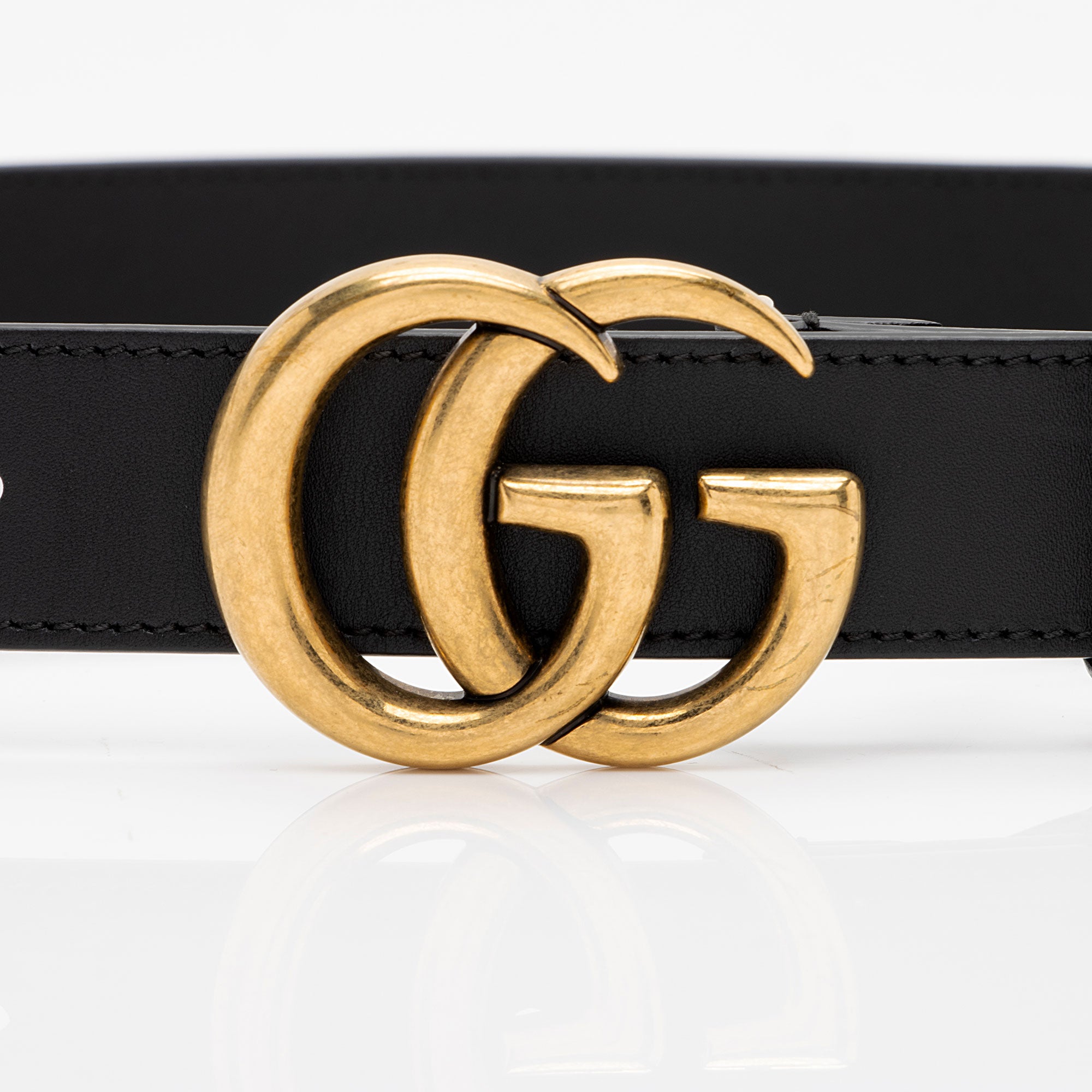 Gucci Leather GG Marmont Slim Belt - Size 32 / 80 (SHF-ZvXnnv)