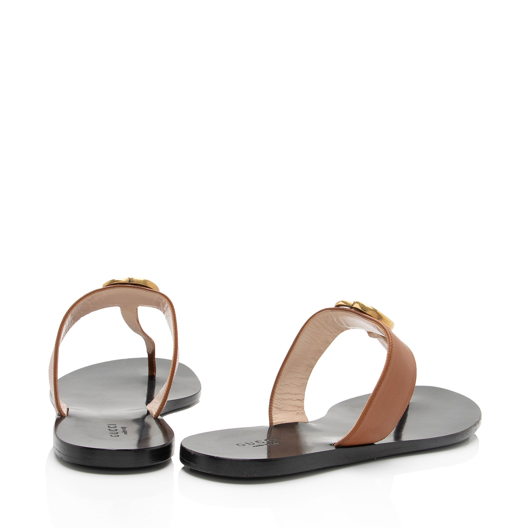 Gucci Leather GG Marmont Thong Sandals - Size 10 / 40 (SHF-8lraB5)