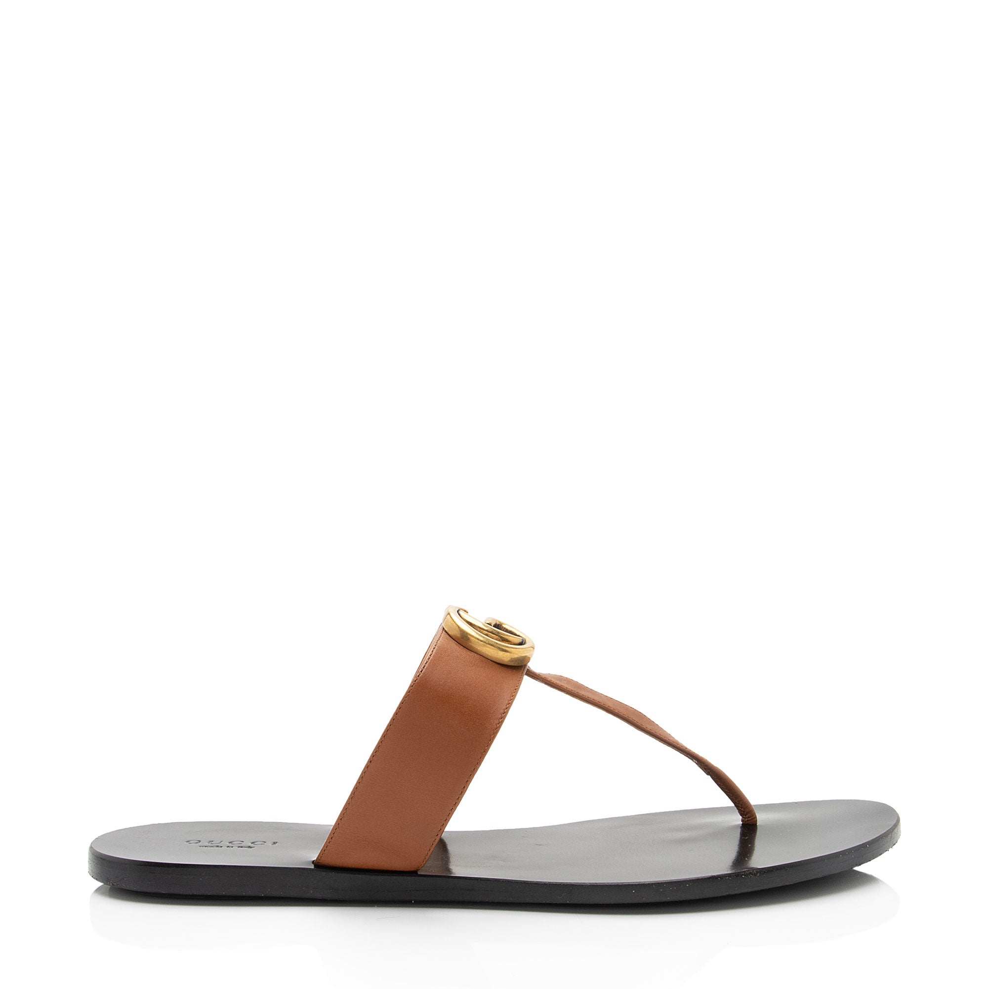 Gucci Leather GG Marmont Thong Sandals - Size 10 / 40 (SHF-8lraB5)