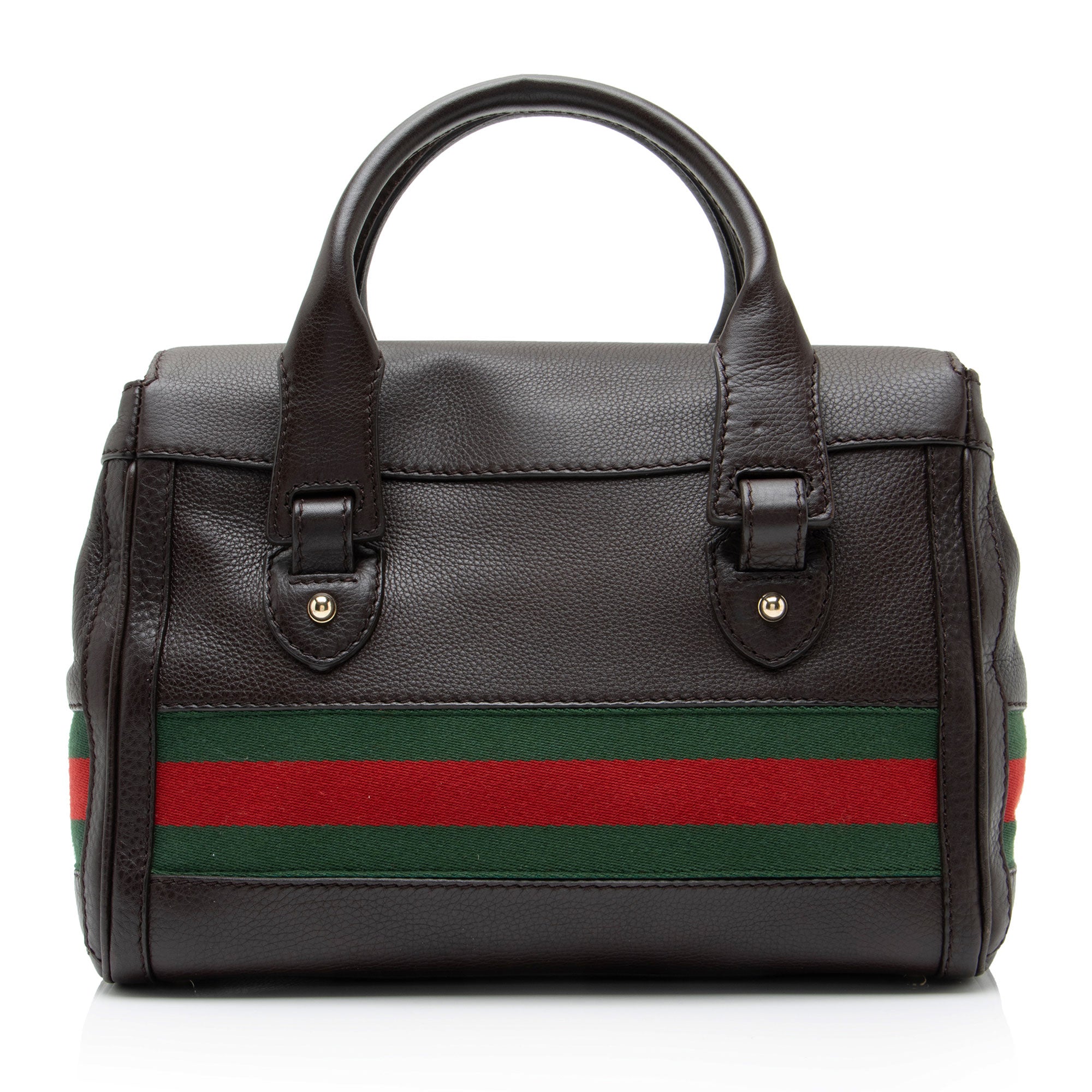 Gucci Leather Heritage Web Buckle Boston Bag