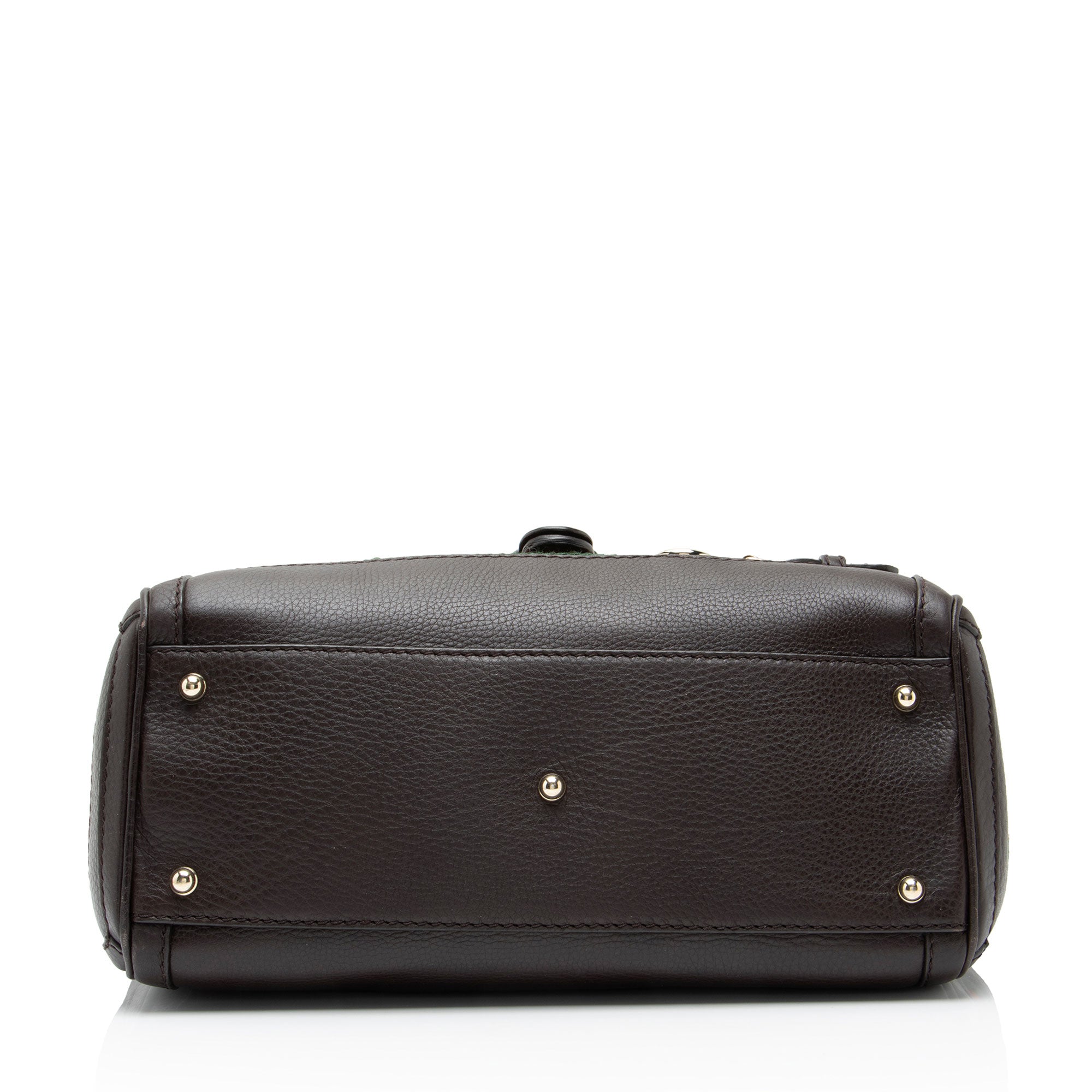 Gucci Leather Heritage Web Buckle Boston Bag