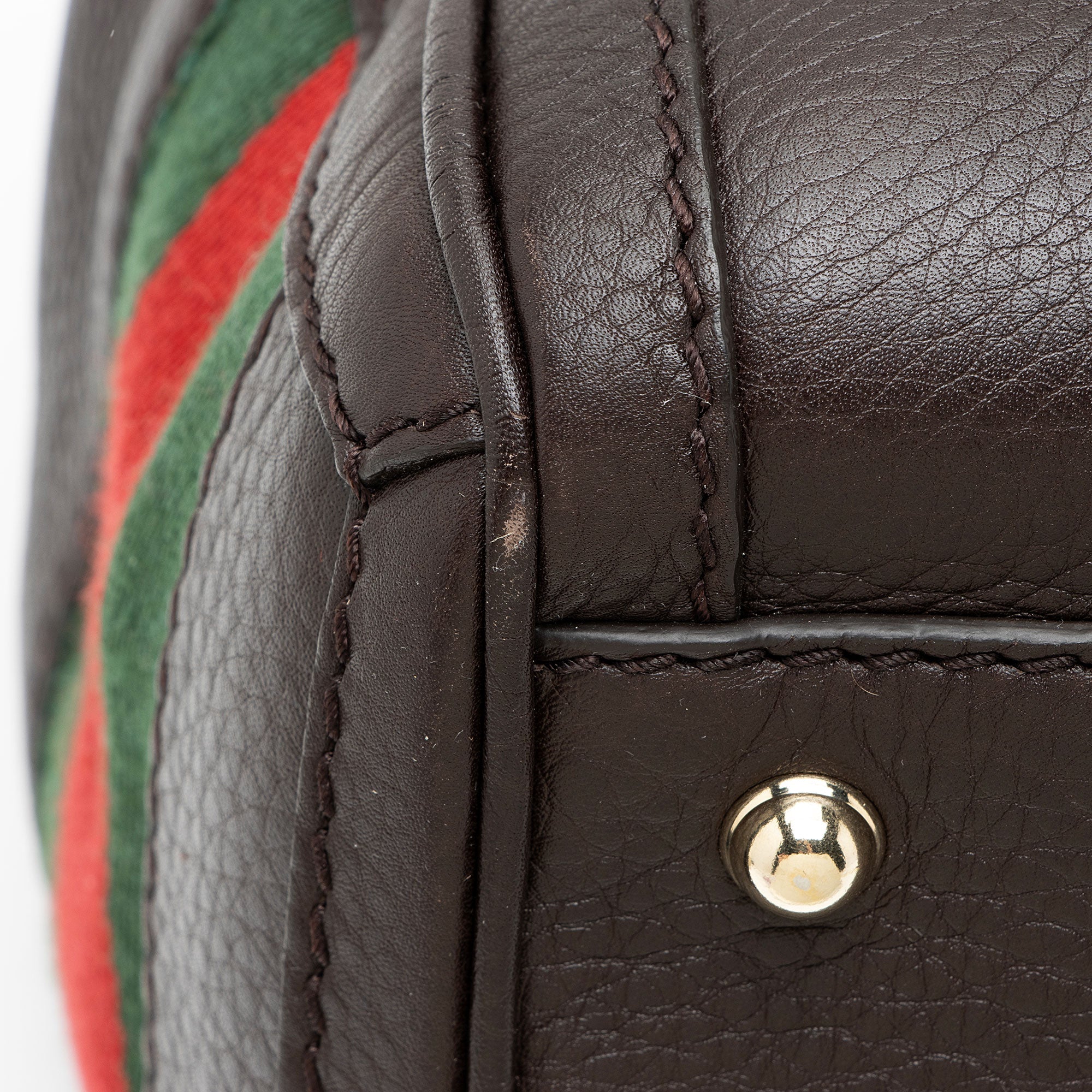 Gucci Leather Heritage Web Buckle Boston Bag