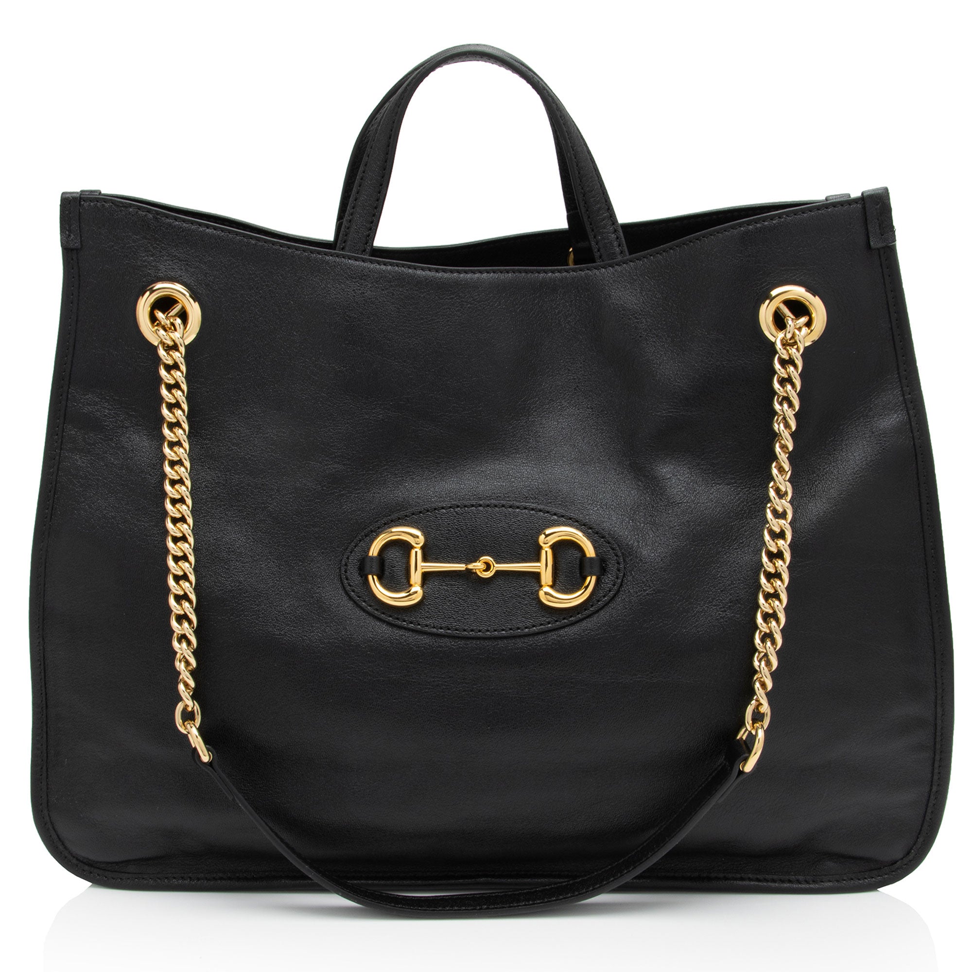 Gucci Leather Horsebit 1955 Chain Large Tote (SHF-LnlXOo)