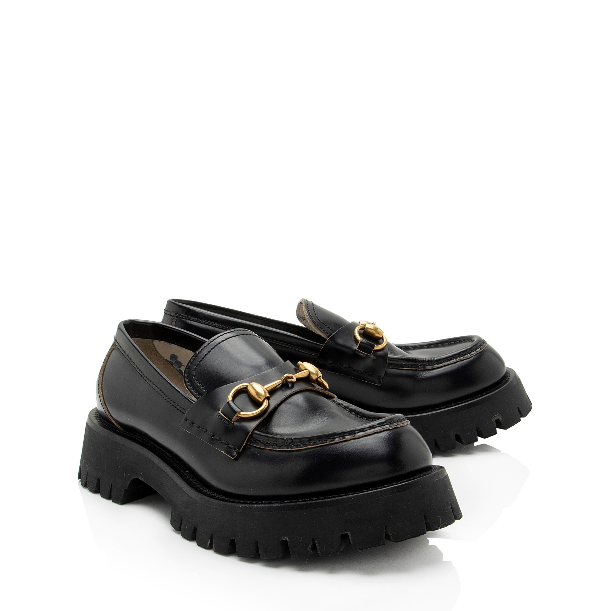 Gucci Leather Horsebit Lug Sole Loafers - Size 7 / 37 (SHF-OX7xlG)