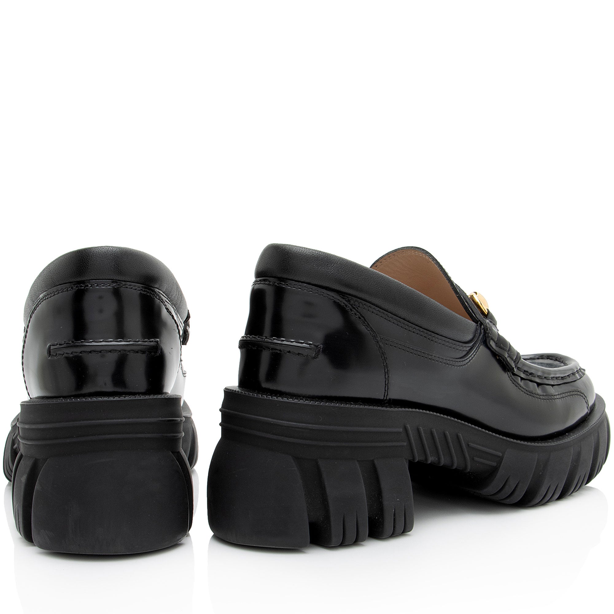 Gucci Leather Horsebit Lug Sole Loafers - Size 8.5 / 38.5