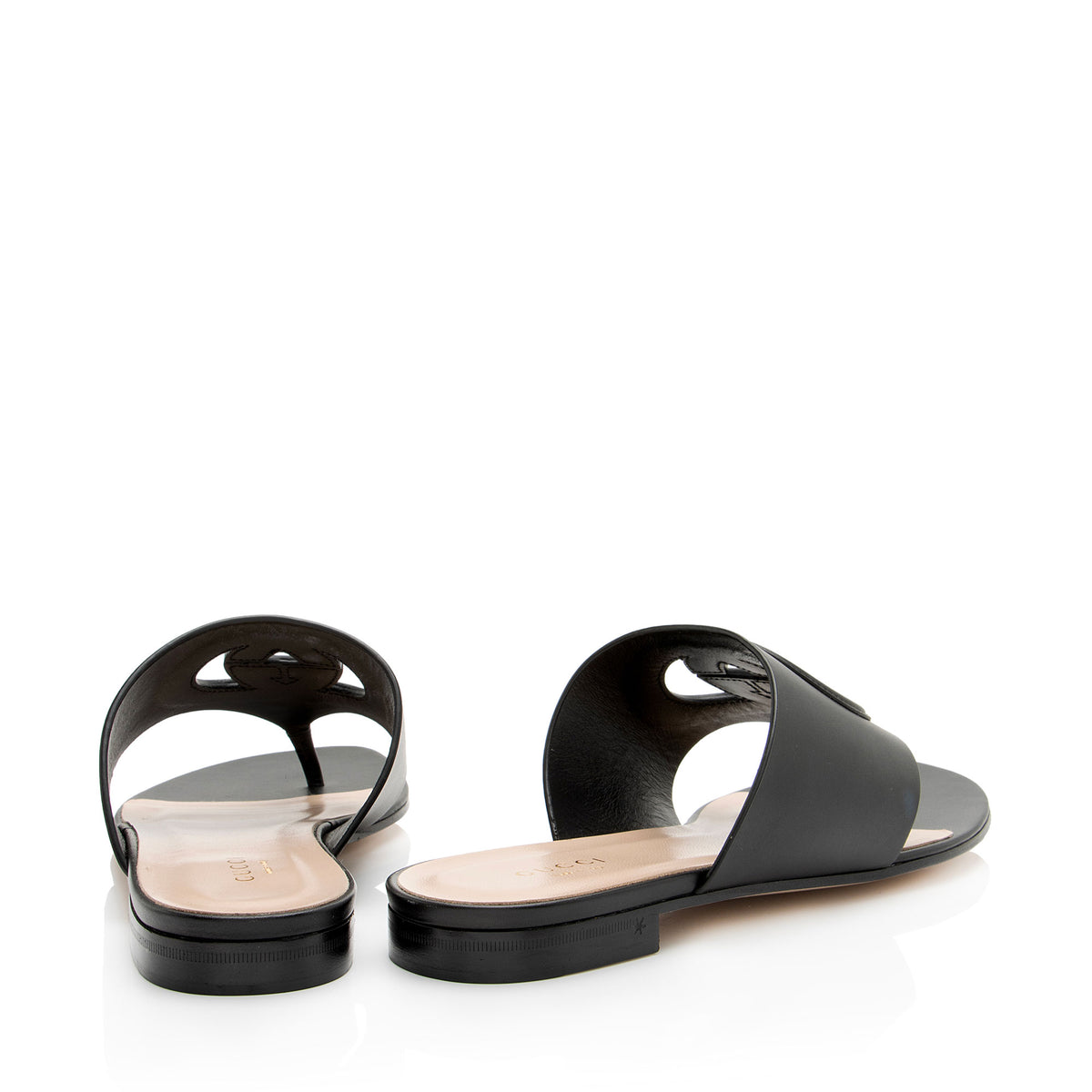 Gucci Leather Interlocking G Cutout Thong Sandals - Size 9.5 / 39.5