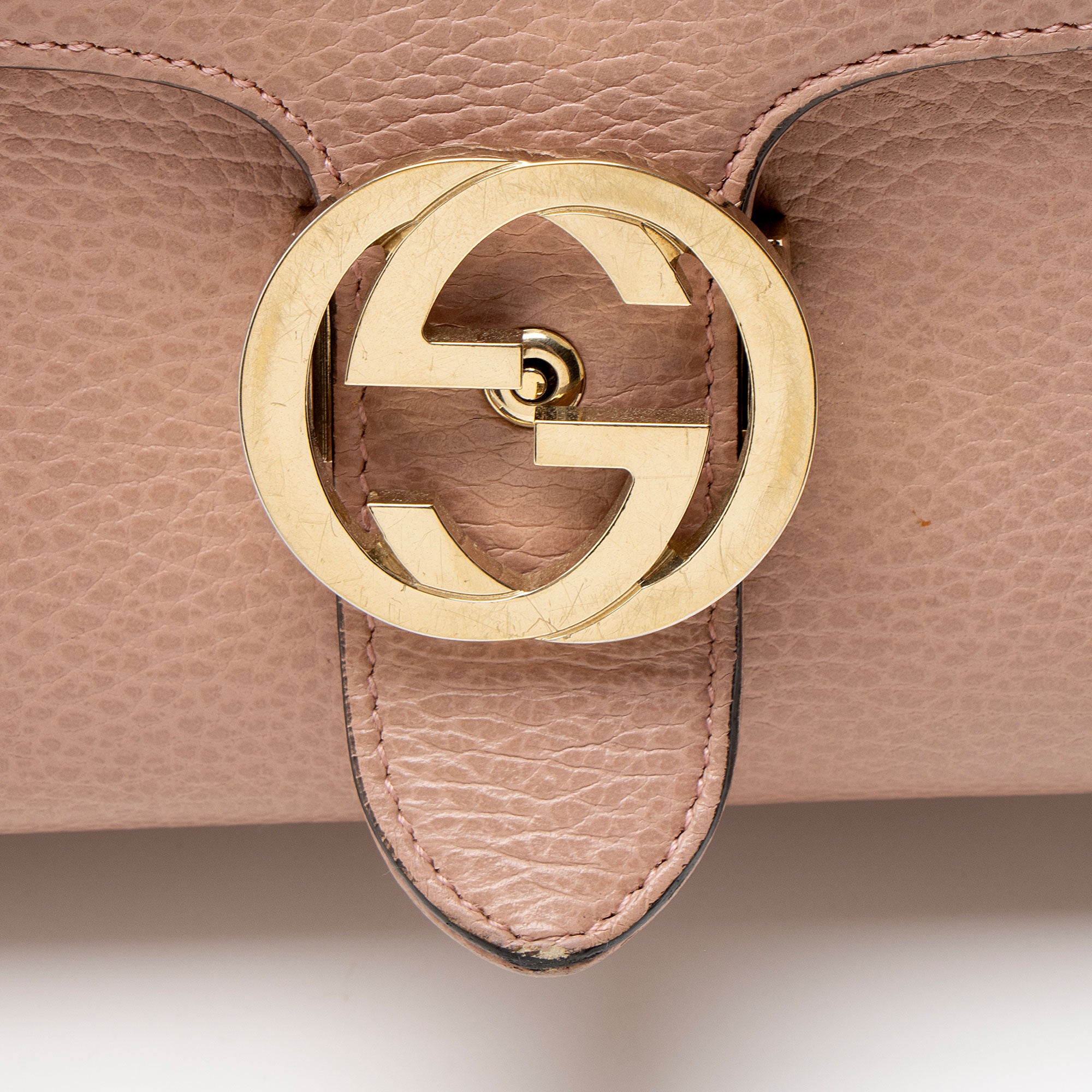 Gucci Leather Interlocking G Small Top Handle