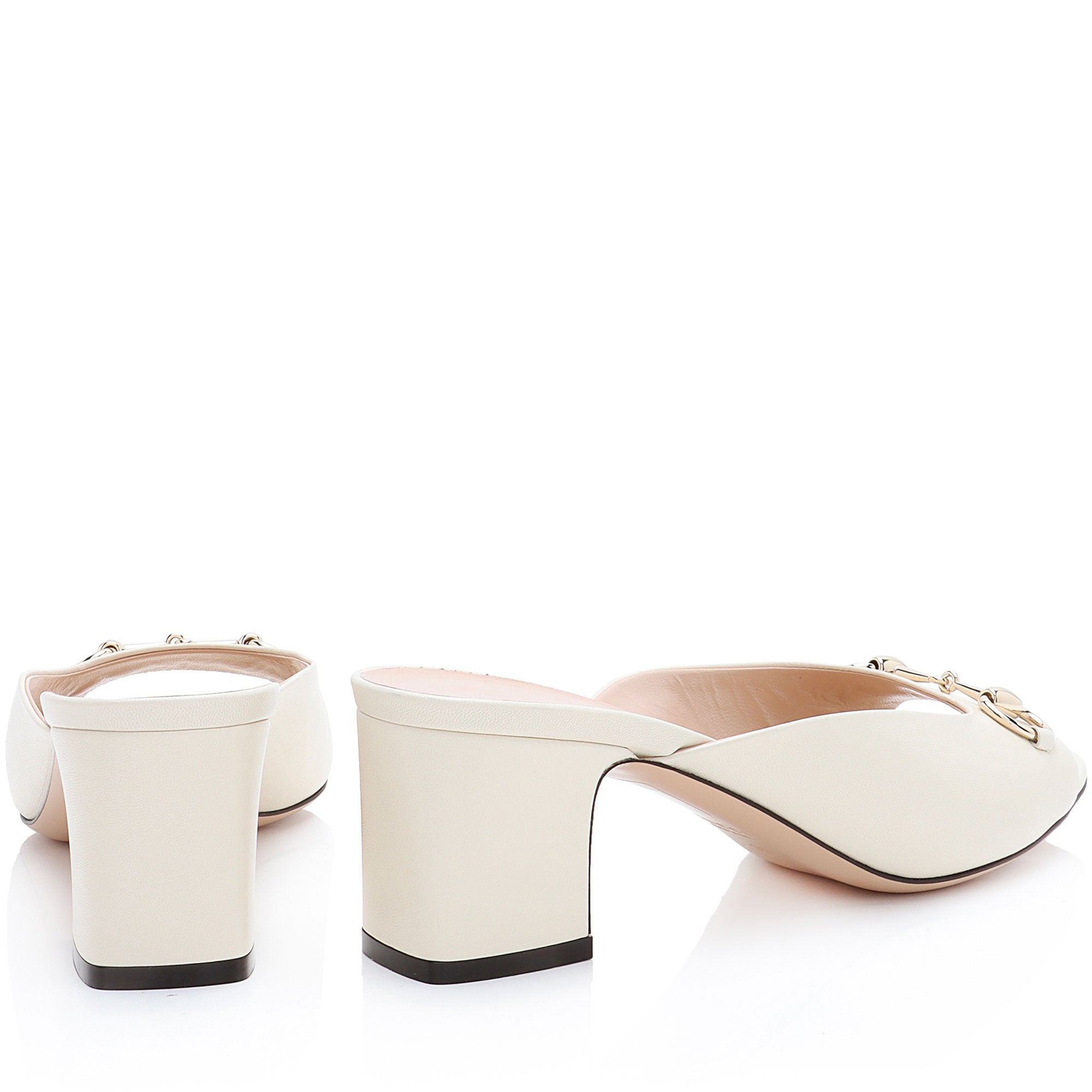 Gucci Leather Lady Horsebit Slide Sandals - Size 9 / 39