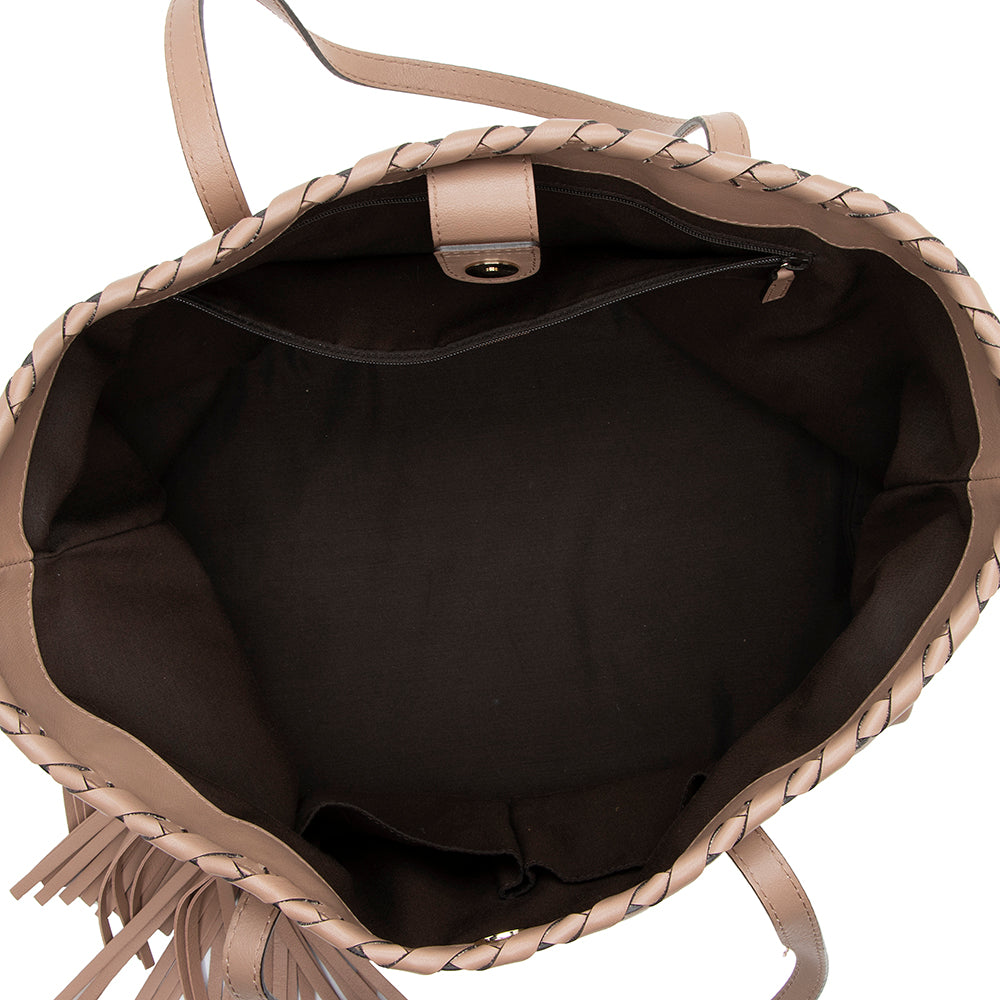 Gucci Leather Medium Tassel Tote (SHF-14465)