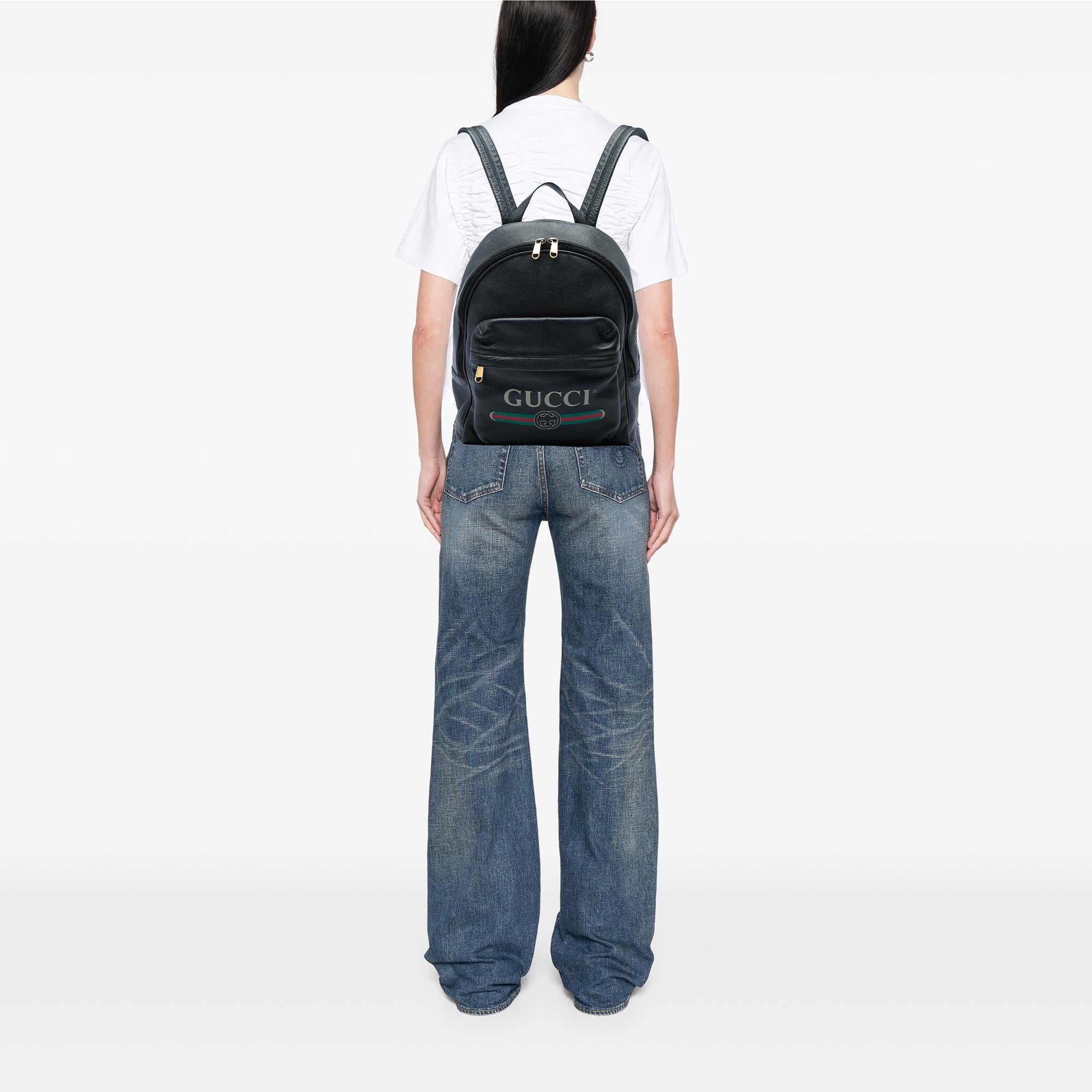 Gucci Leather Logo Backpack