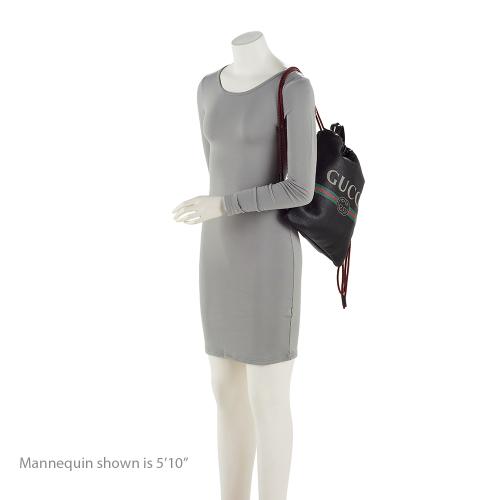 Gucci Leather Logo Drawstring Backpack (SHF-Gg5KaW)