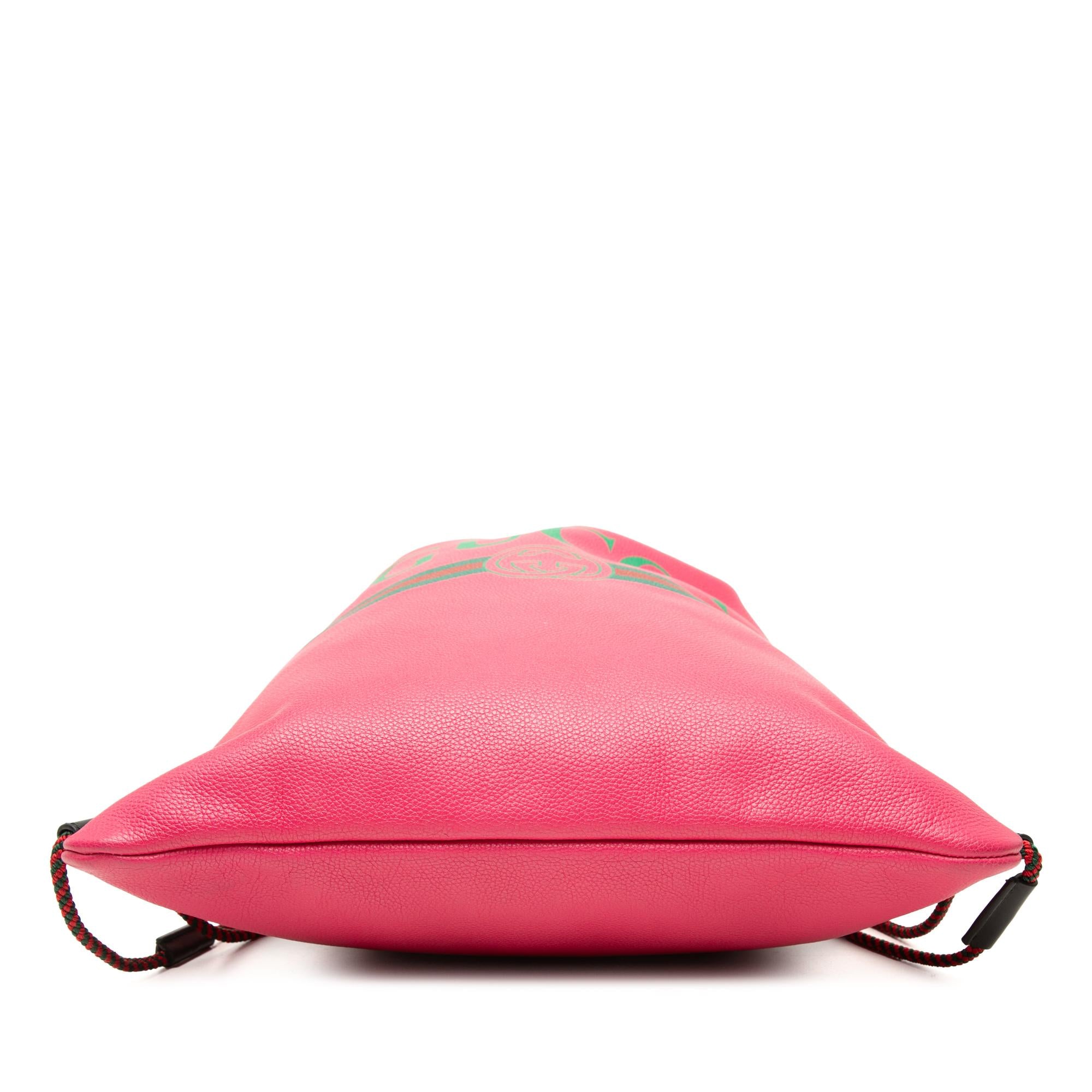 Gucci Leather Logo Drawstring Backpack