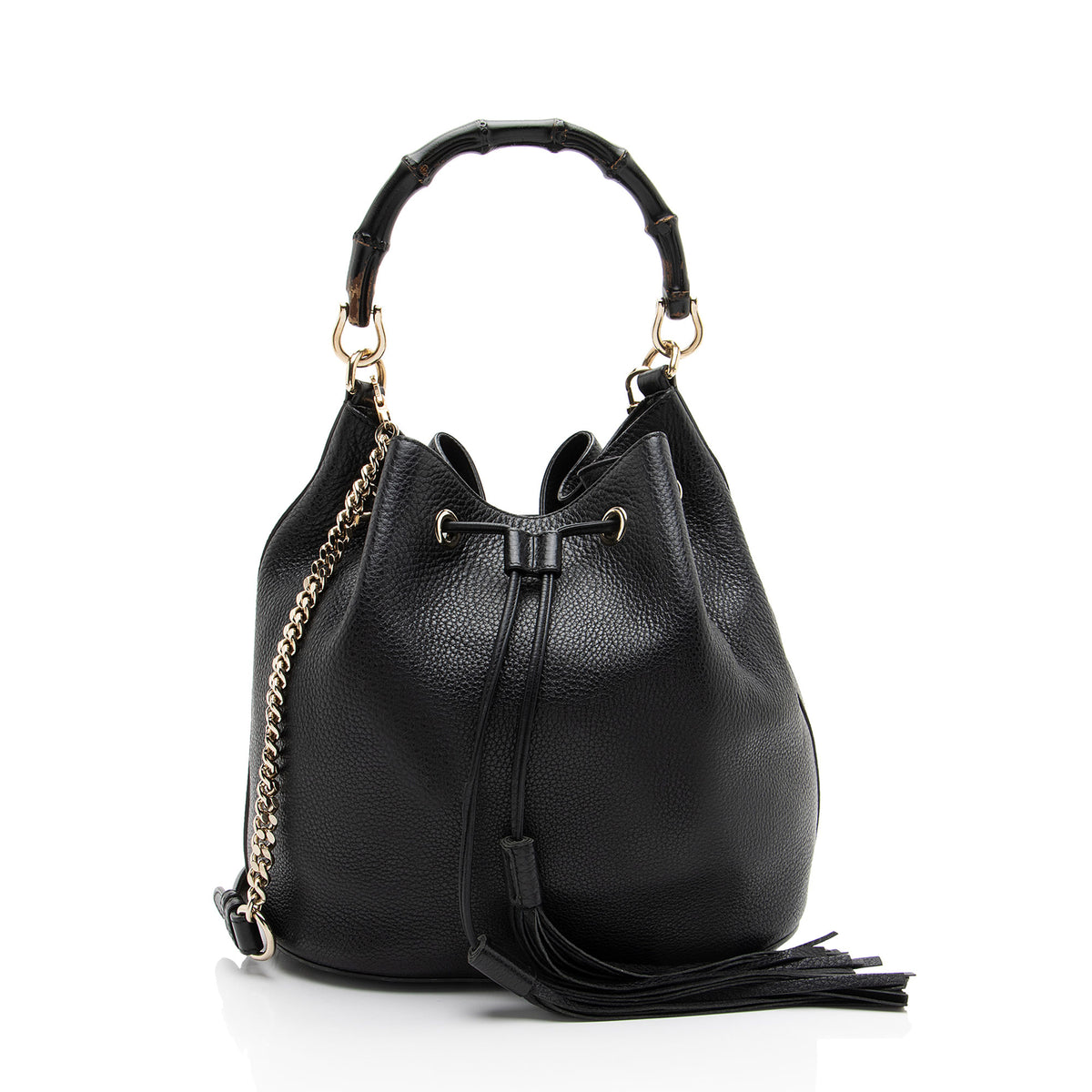 Gucci Leather Miss Bamboo Bucket Bag